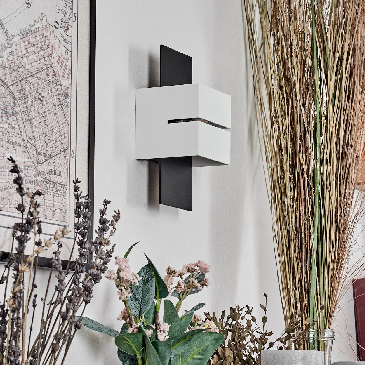 hofstein Wandleuchte Wandlampe aus Metall/Glas in Schwarz/Weiß, ohne Leucht günstig online kaufen