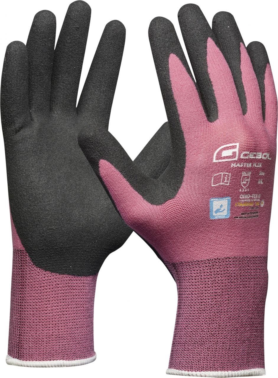 Gebol Arbeitshandschuhe Gebol mit PU-Nitril-Beschichtung Beschichtung: rosa, Sandy-Finish Handschuh
