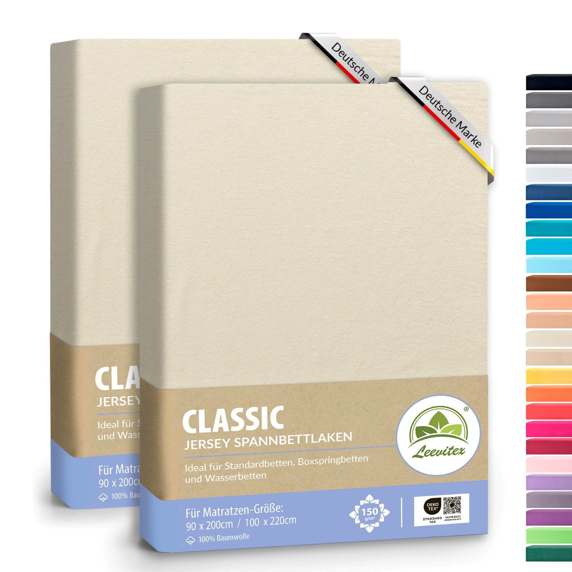 leevitex® Spannbettlaken Spannbettlaken, Mako-Jersey, Gummizug: rundum, (2 günstig online kaufen