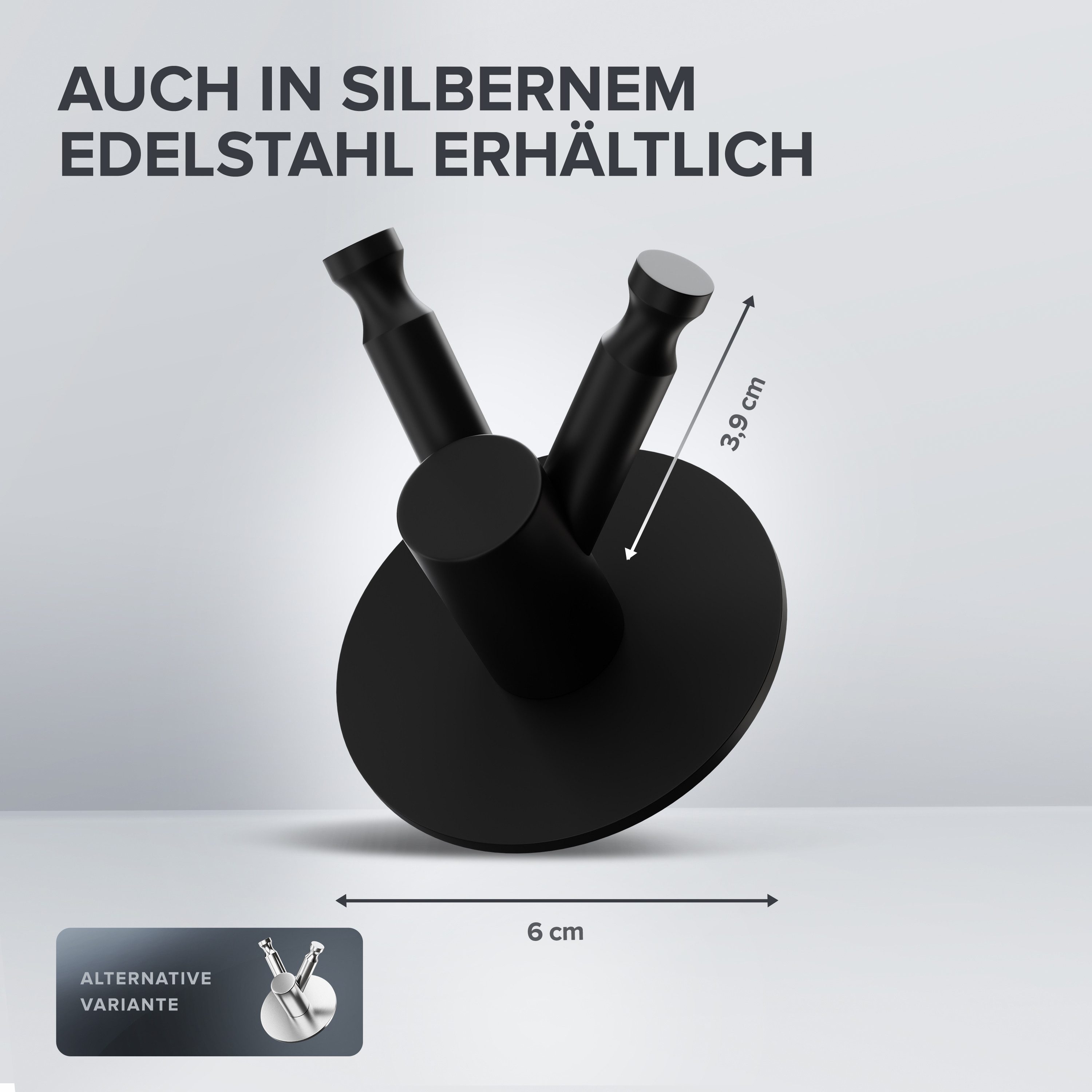 ovimar Handtuchhaken, (1-St), aus Edelstahl in Schwarz zur Zum Kleben