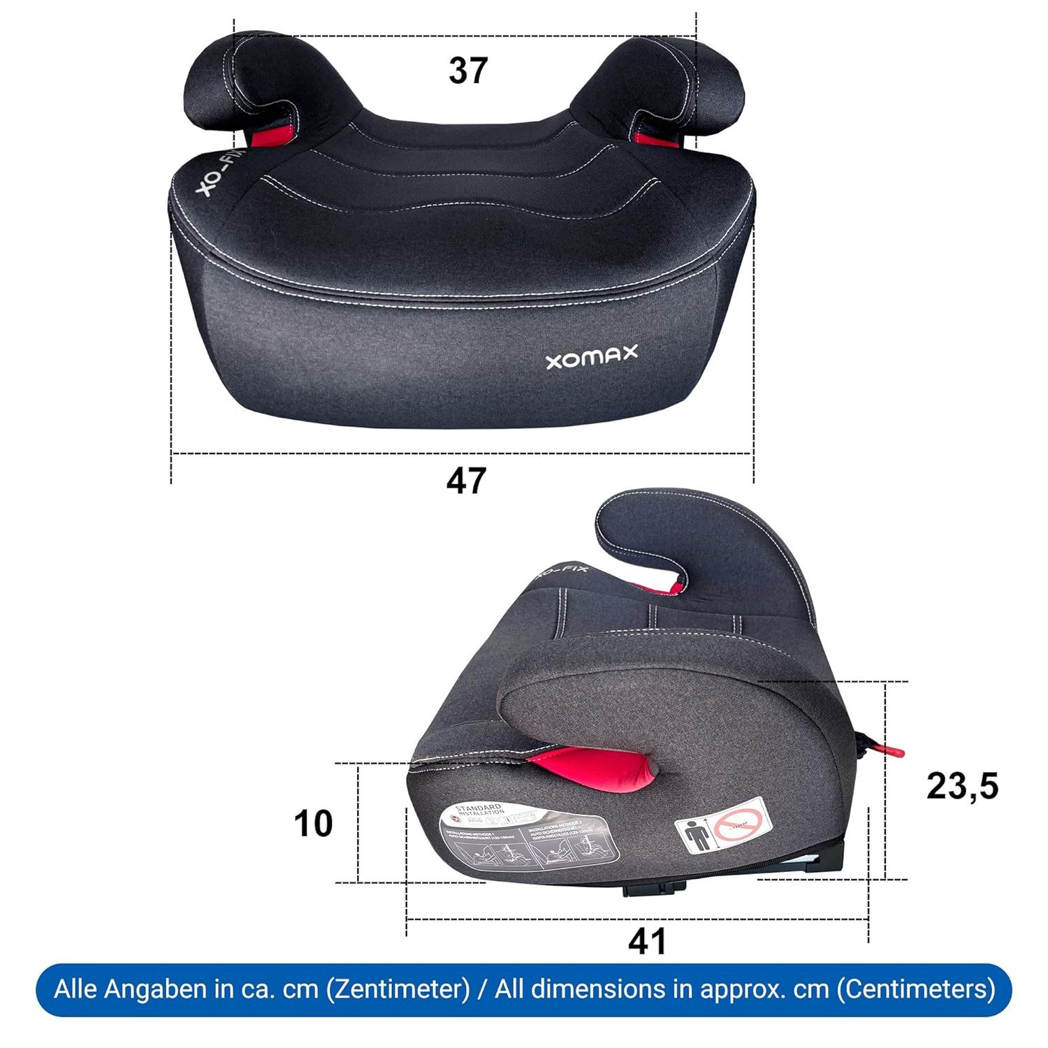 XOMAX Autokindersitz Alvaro II, bis: 12, (Alvaro II), mit ISOFIX für Gruppe 2/3 mit bequemen Armlehnen und ECE R129 Zeichen