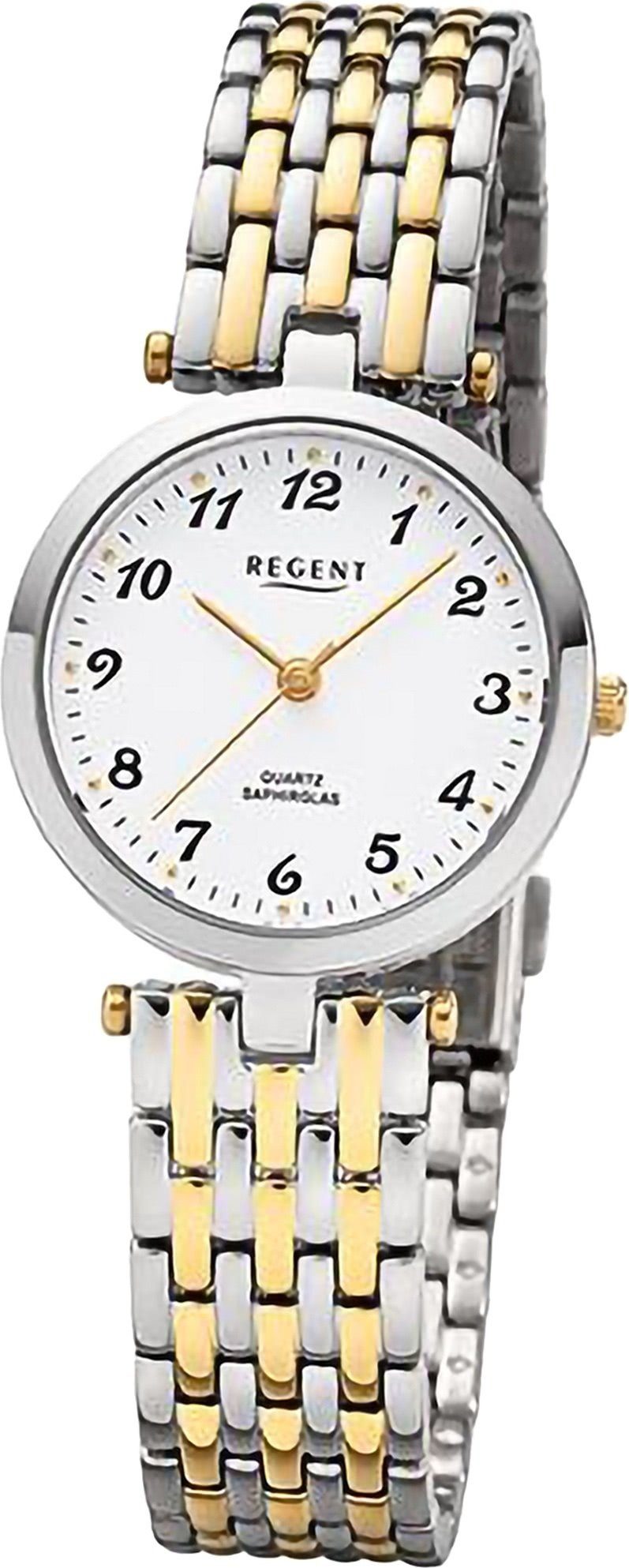 Regent Quarzuhr Regent Damen Armbanduhr Analog, (Analoguhr), Damen Armbanduhr rund, extra groß (ca. 28mm), Metallarmband