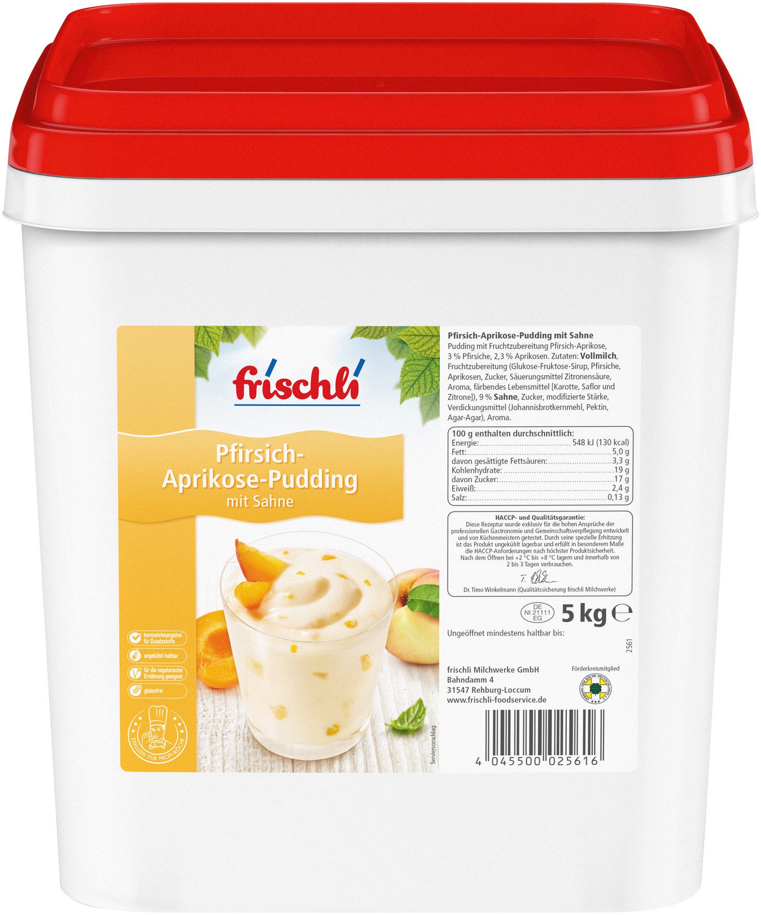 frischli Süßigkeit, Frischli Fruchtpudding Pfirsich-Aprikose leckere Dessertcreme 5000g