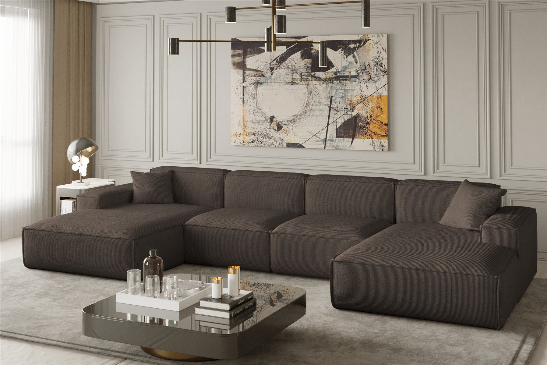 Fun Möbel Wohnlandschaft U-Form CELES, Breite 379 cm, inkl. 2 Zierkissen günstig online kaufen