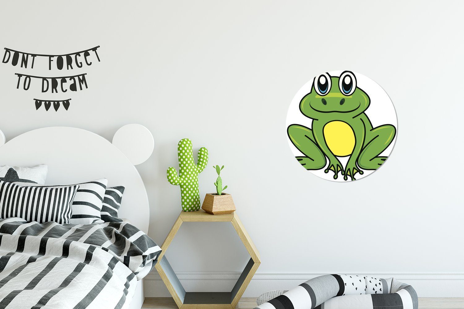 Kinderzimmer, für Cartoon - Frosch - Wandsticker Tapetenkreis Rund, MuchoWow St), (1 Wohnzimmer Tapetenaufkleber, Weiß