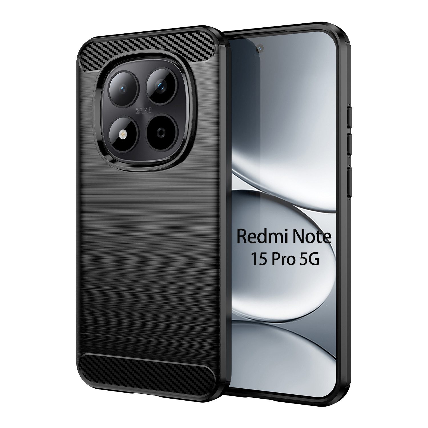 betterfon Handyhülle Handytasche Carbon Hülle für Xiaomi Redmi Note Back Cover TPU Case, Carbon-Look – stoßfestes Case mit Air-Cushion & Metall-Optik