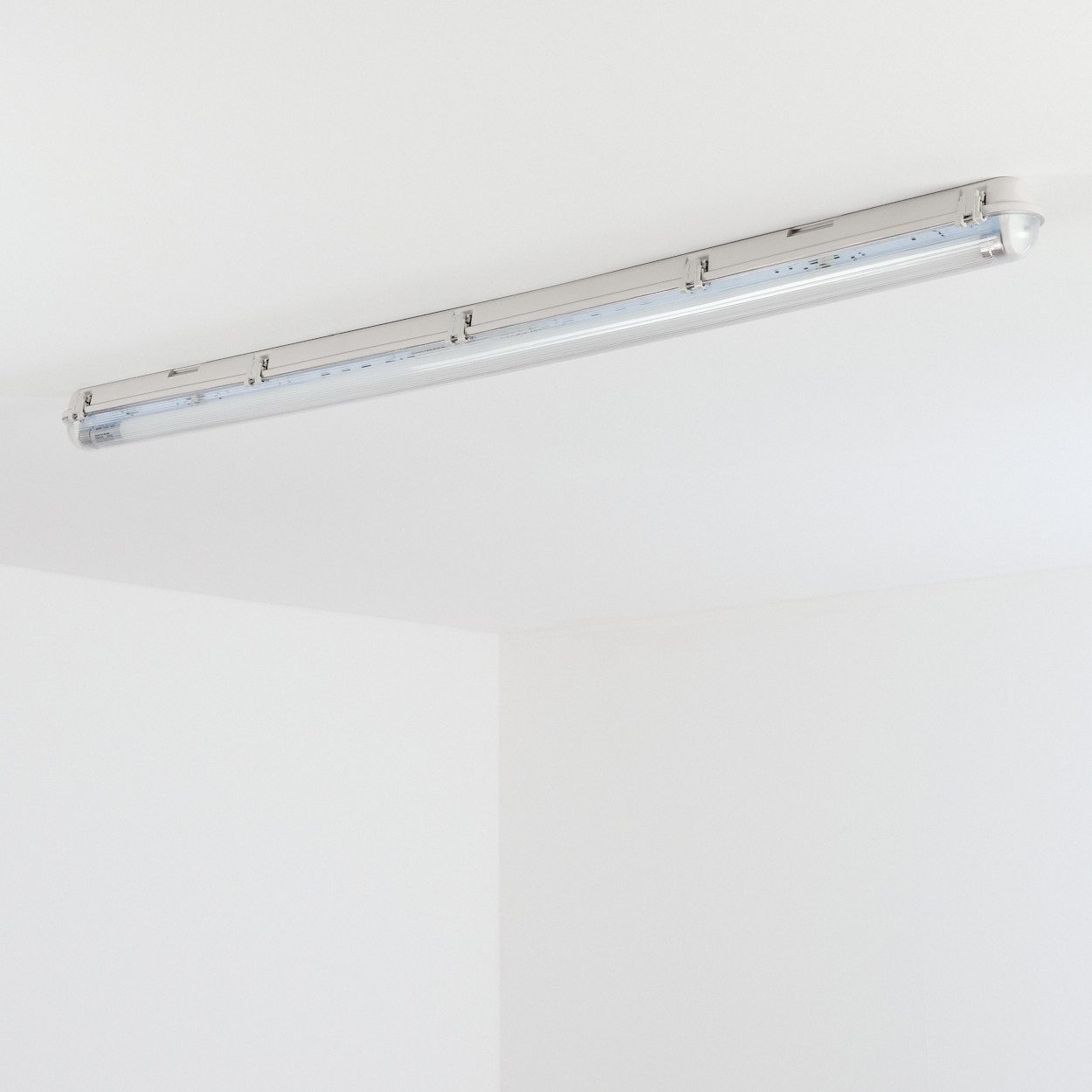 hofstein Deckenleuchte Deckenlampe aus Metall/Kunststoff, Grau/Weiß/Klar, Badezimmer geeignet, moderne Deckenleuchte, 19,5 Watt, 1800 Lumen, 6500 Kelvin, IP65