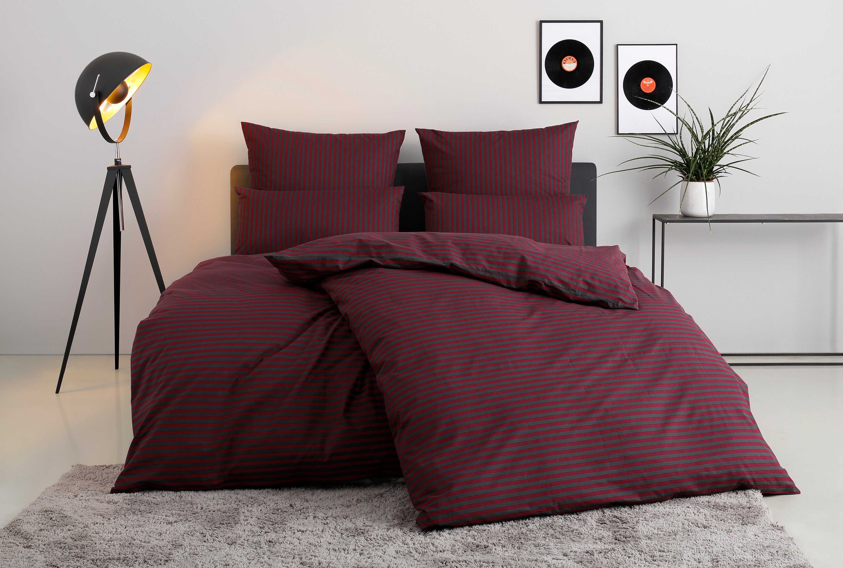 Bruno Banani Bettwäsche Jassen mit feinen Querstreifen, Renforcé, 3 teilig, moderne Streifen-Bettwäsche, mehrere Qualitäten, auch Premium