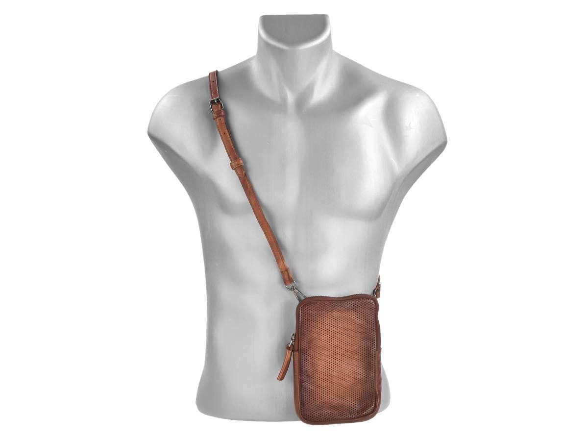 Jan, berba Handyfach, Gürteltasche, Umhängetasche cognac mit zum Leder Handytasche Umhängen, braun