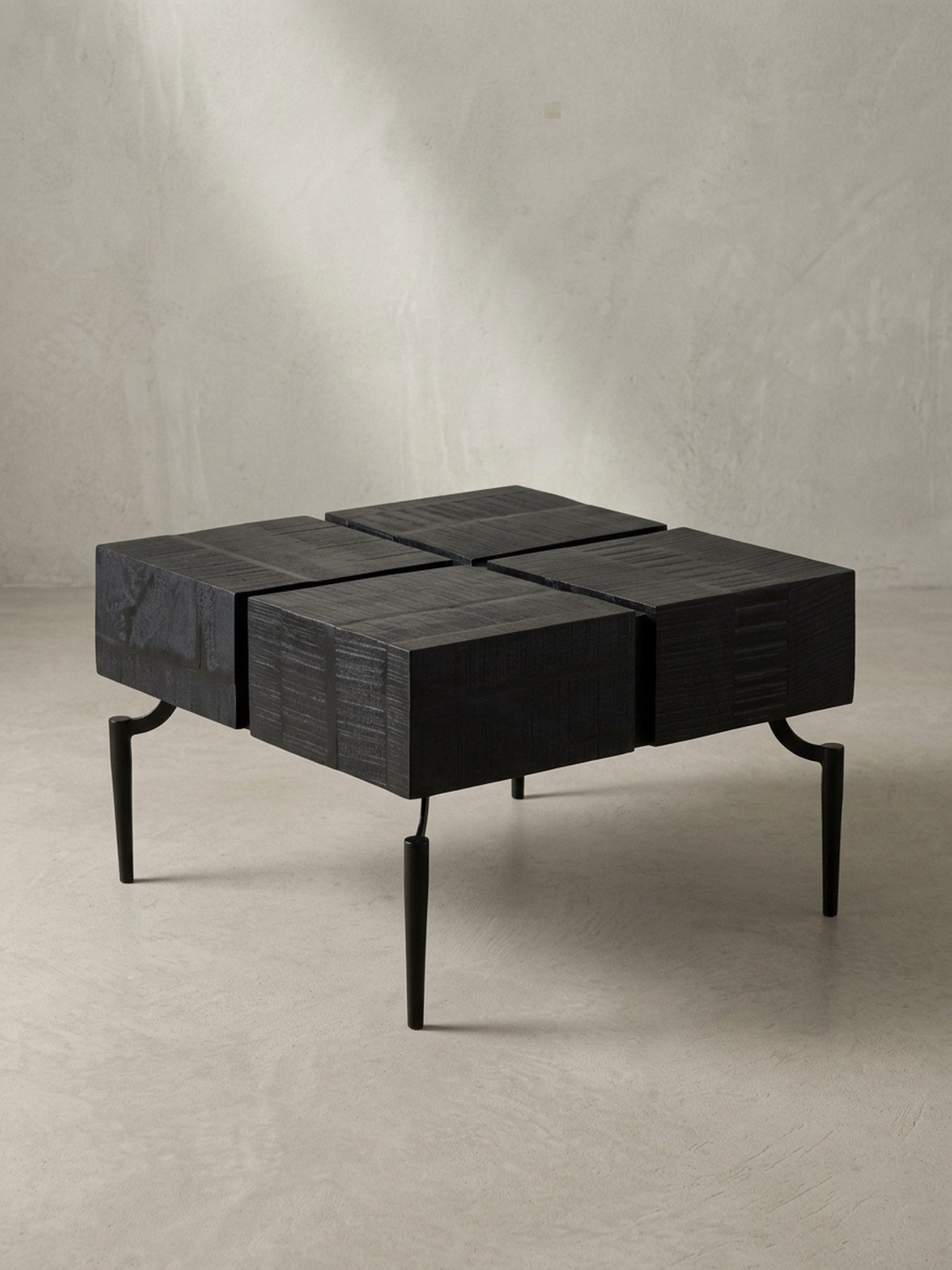 KADIMA DESIGN Couchtisch Couchtisch Mango Massivholz 60x60x40 cm Quadratisch mit (Modern, Kaffeetisch Cube Schwarz), Metallgestell, Kleiner Sofatisch Würfel-Form, Wohnzimmertisch Couch