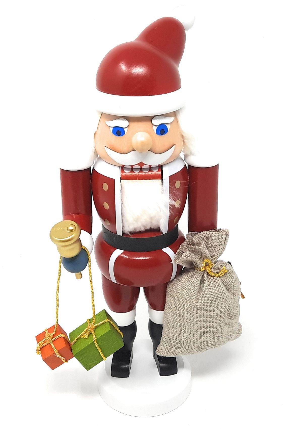 Seiffener Volkskunst Nussknacker Nussknacker Weihnachtsmann mit Geschenken Holz 26 cm Erzgebirge, Original Erzgebirge