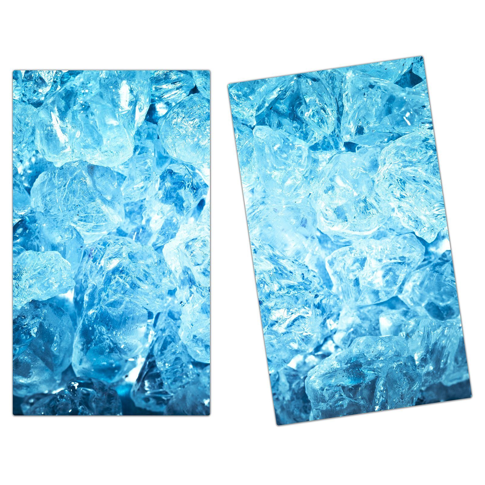 Primedeco Herd-Abdeckplatte Herdabdeckplatte Spritzschutz aus Glas Glänzende Eiswürfel, Glas, (2 tlg)
