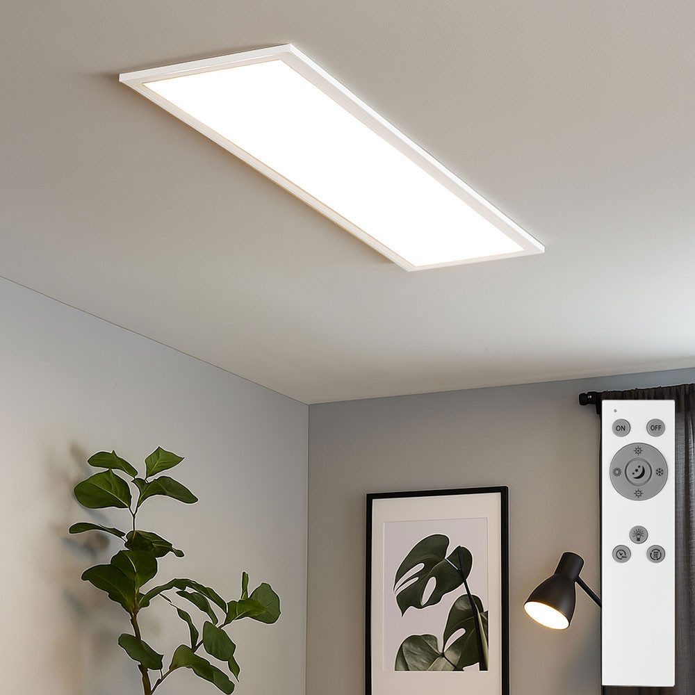 Briloner Leuchten LED Deckenleuchte, LED-Leuchtmittel fest verbaut, Kaltweiß, Warmweiß, Neutralweiß, Tageslichtweiß, Farbwechsel, Panel Aufbau Deckenlampe weiß dimmbar Fernbedienung CCT LED L 100 cm