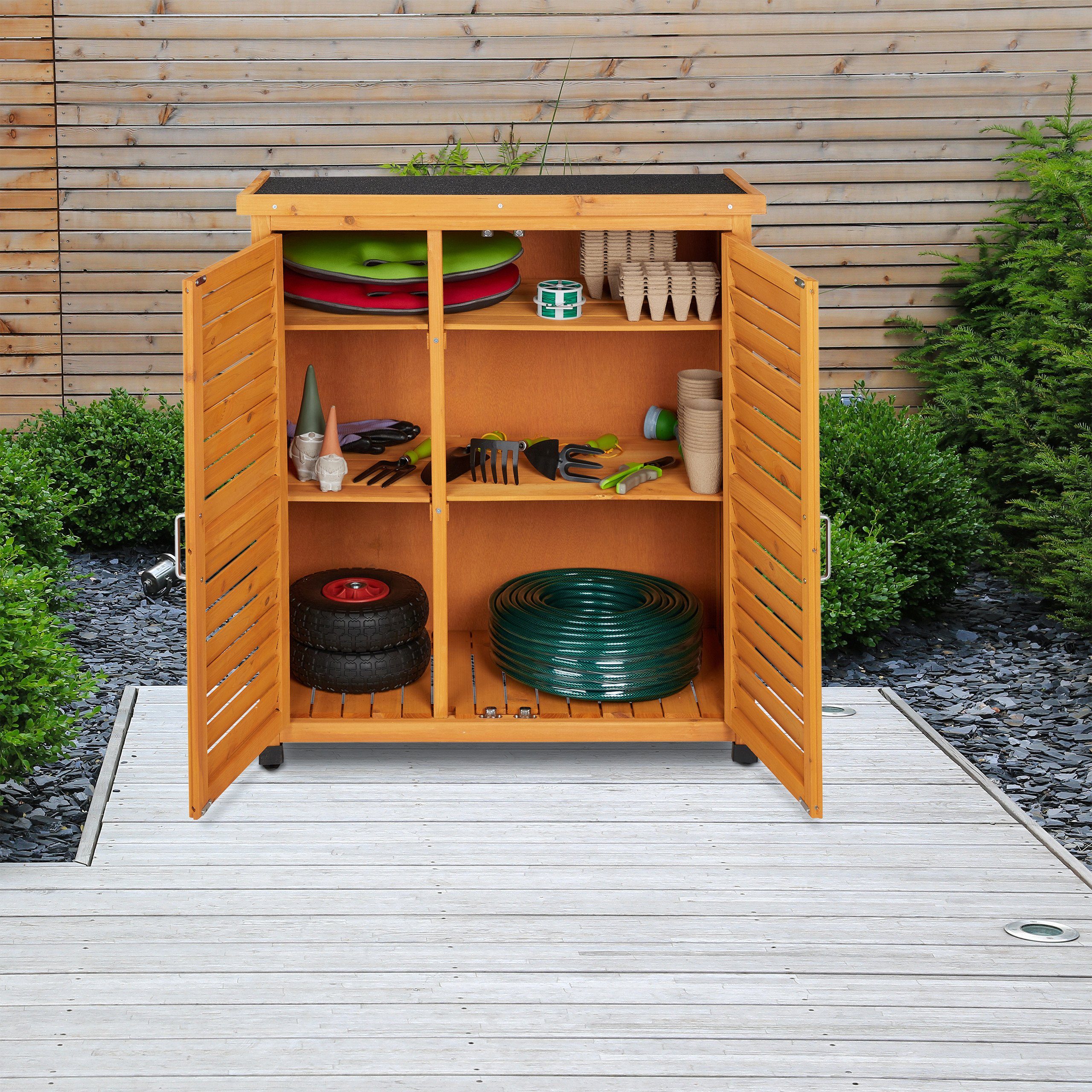 relaxdays Garten-Geräteschrank Gartenschrank mit Dachpappe, BxT: 86.5x47 cm, (1 St) – Bild 2 von 5