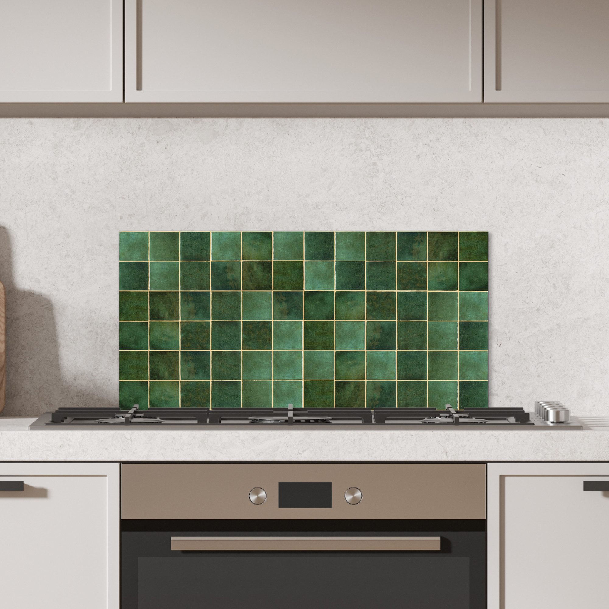 KitchenYeah Küchenrückwand Fliese - Grün - Luxus - Muster, (1-tlg), Spritzs günstig online kaufen