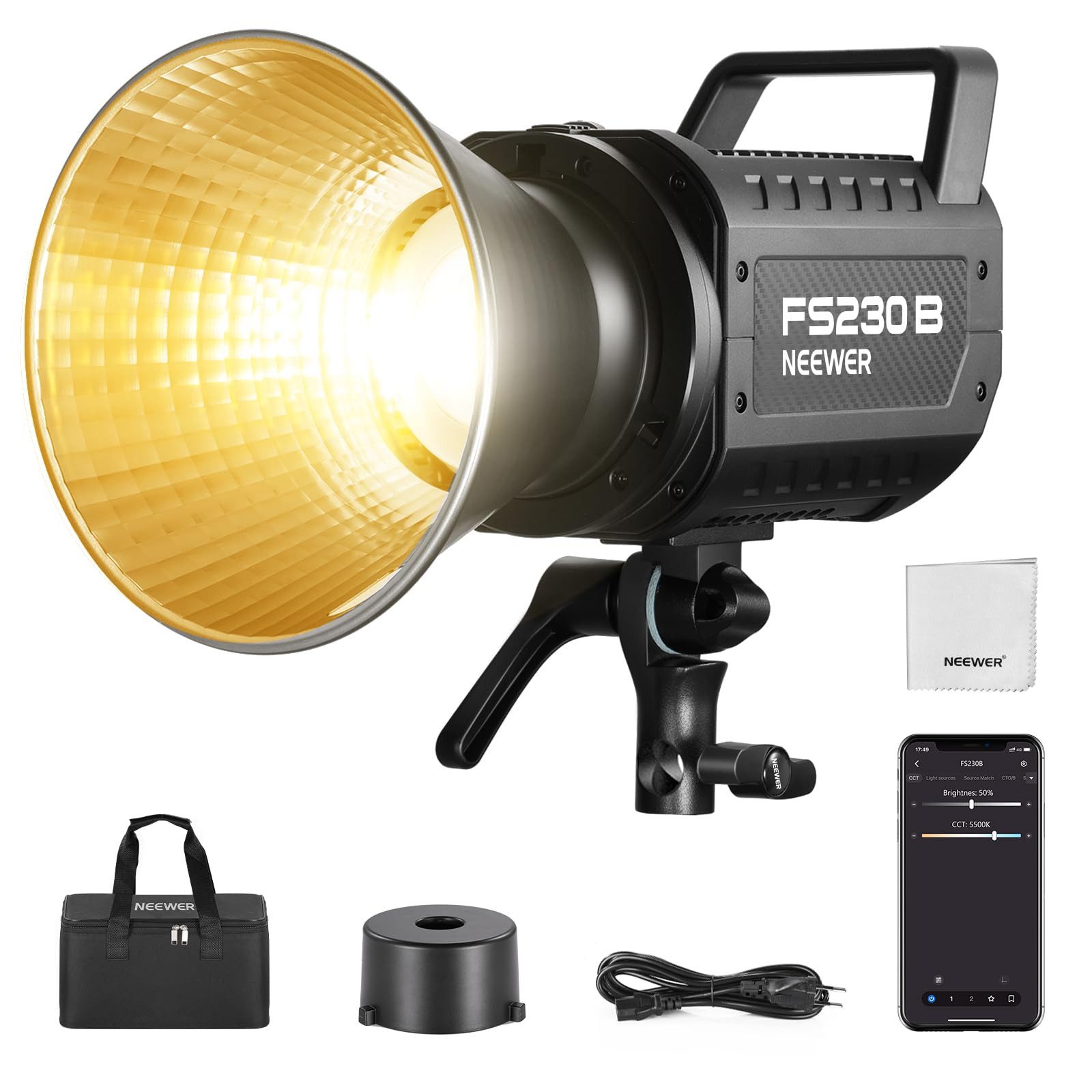 Neewer Videoleuchte FS230B 230W LED Licht CRI97+ 2700K-6500K mit App Steuerung, App/2,4G Steuerung