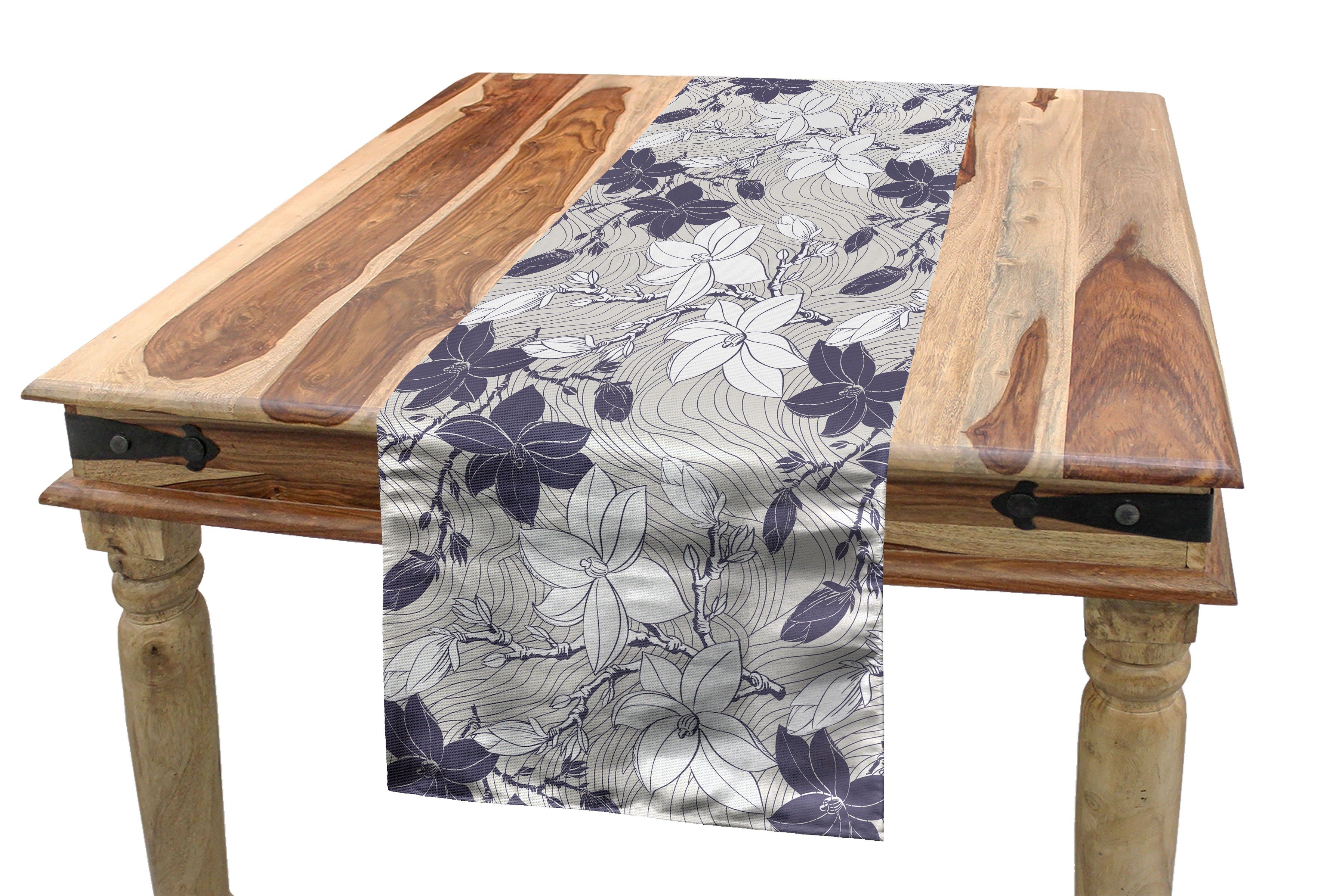 Abakuhaus Tischläufer Esszimmer Küche Rechteckiger Dekorativer Tischläufer, Jahrgang Blooming Magnolia Buds