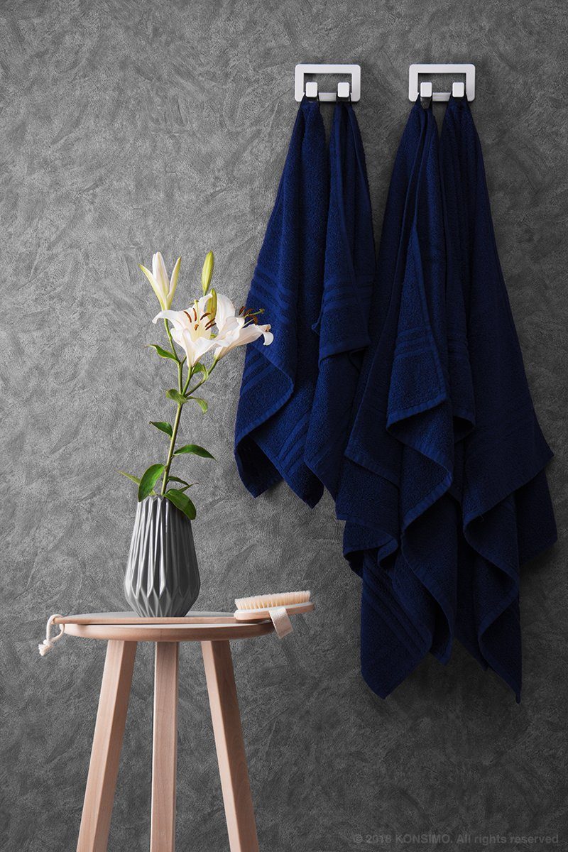 teilig, Handtuch MANTEL sehr Griff weich marineblau 2x Set Baumwolle, Konsimo saugfähig, im % 4-tlg), 100 (4 2x Duschtücher Handtücher,