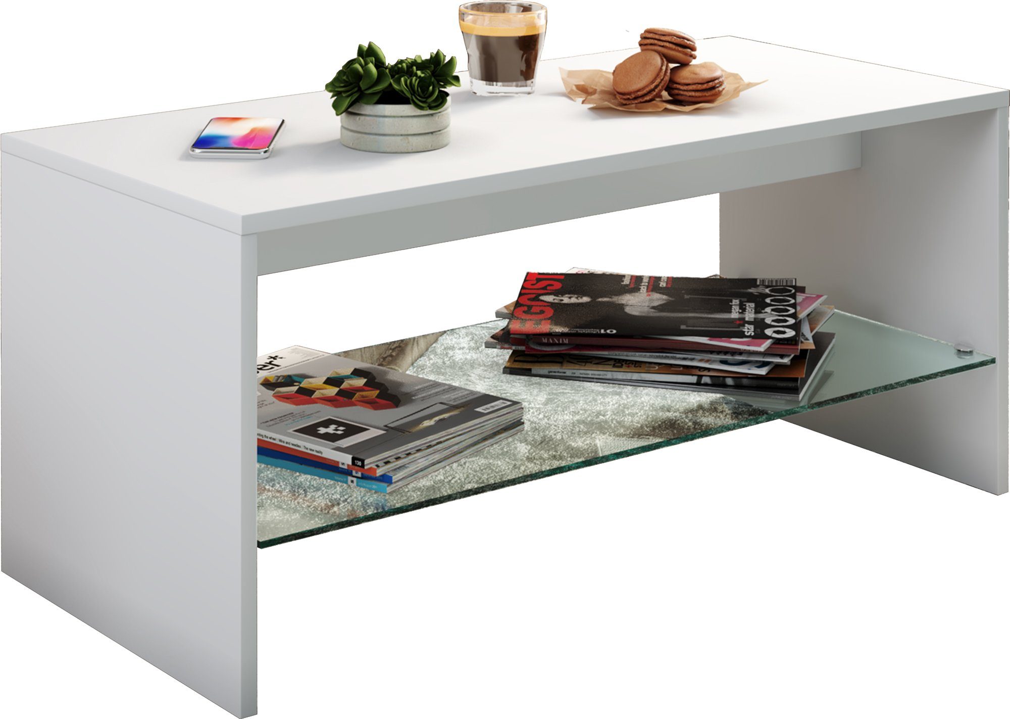 VCM Couchtisch Wisal B. 90 x T. 40 x H. 40 cm, Abstellfläche für Kaffeetassen, als Blickfang im Wohnbereich, 1 Fächer