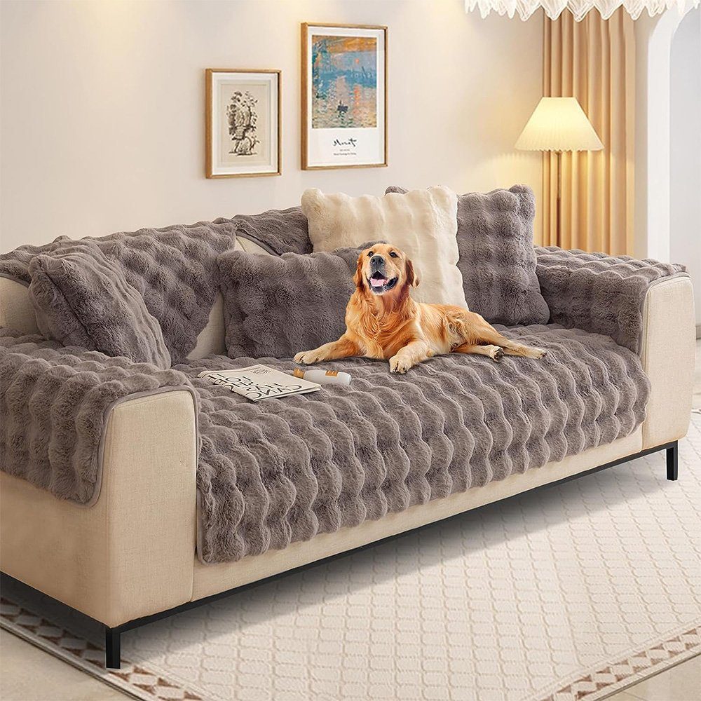 Sofabezug Kaninchen Plüsch Sofabezug L/U Form 1/2/3/4 Sitzer Sofa Überzug, NUODWELL