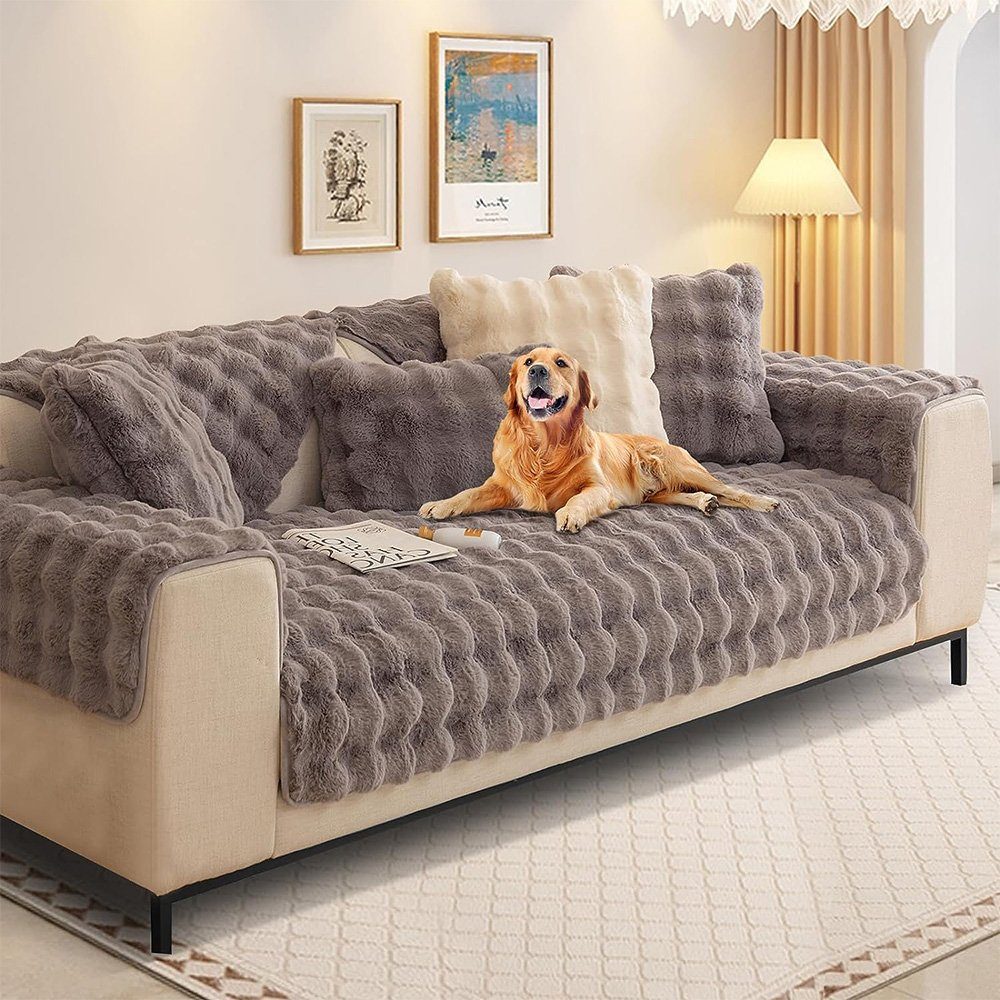 NUODWELL Sofabezug Kaninchen Plüsch Sofabezug L/U Form 1/2/3/4 Sitzer Sofa günstig online kaufen