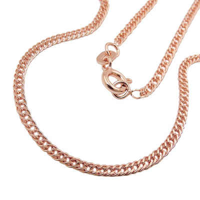 Erario D'Or Goldkette Anhängertkette Zwillingspanzerkette diamantiert 9Kt Roségold 50 cm