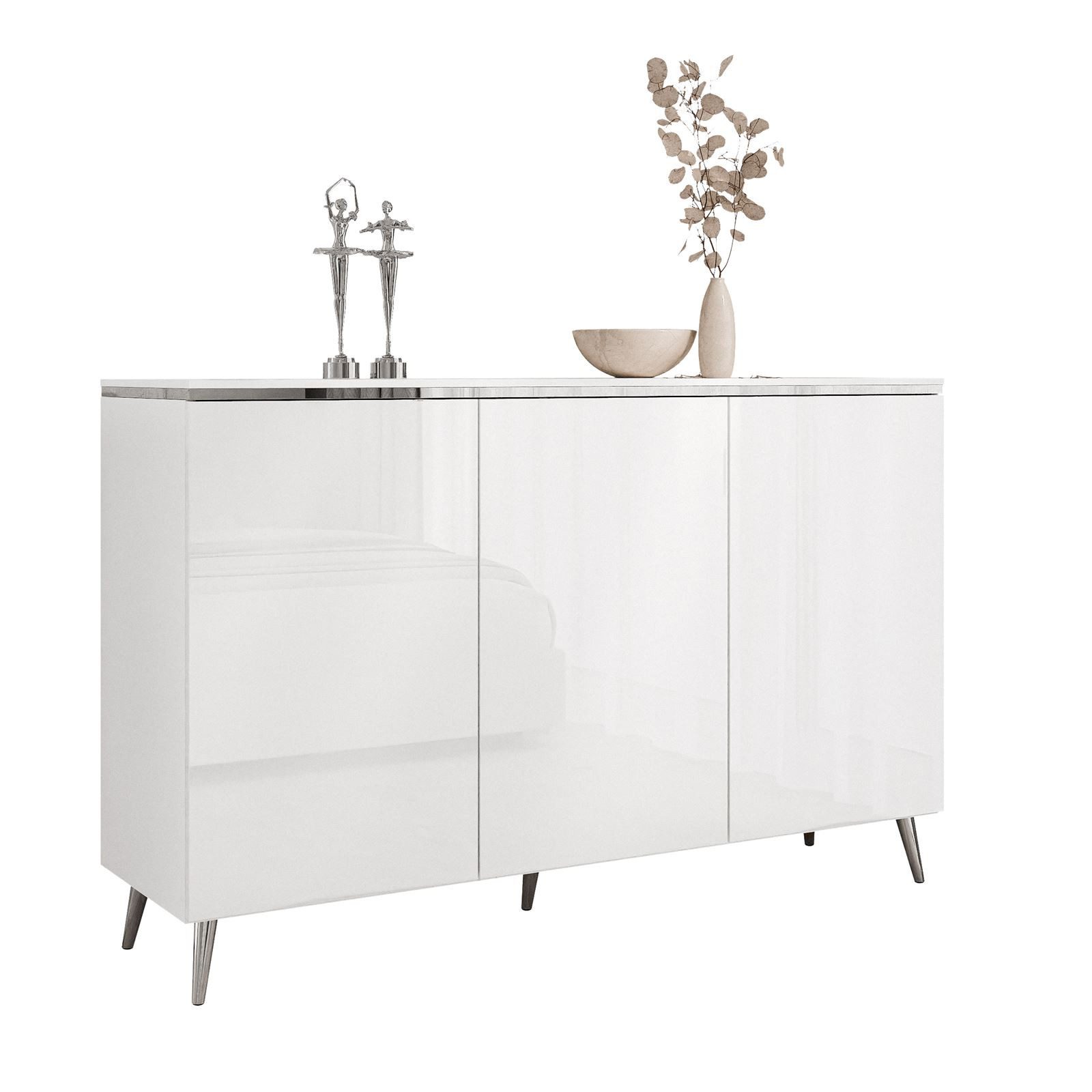 Lookway Kommode AURORA SILVER 3D mit Griffloses Öffnungssystem, 140x76/90/94,5x40 cm