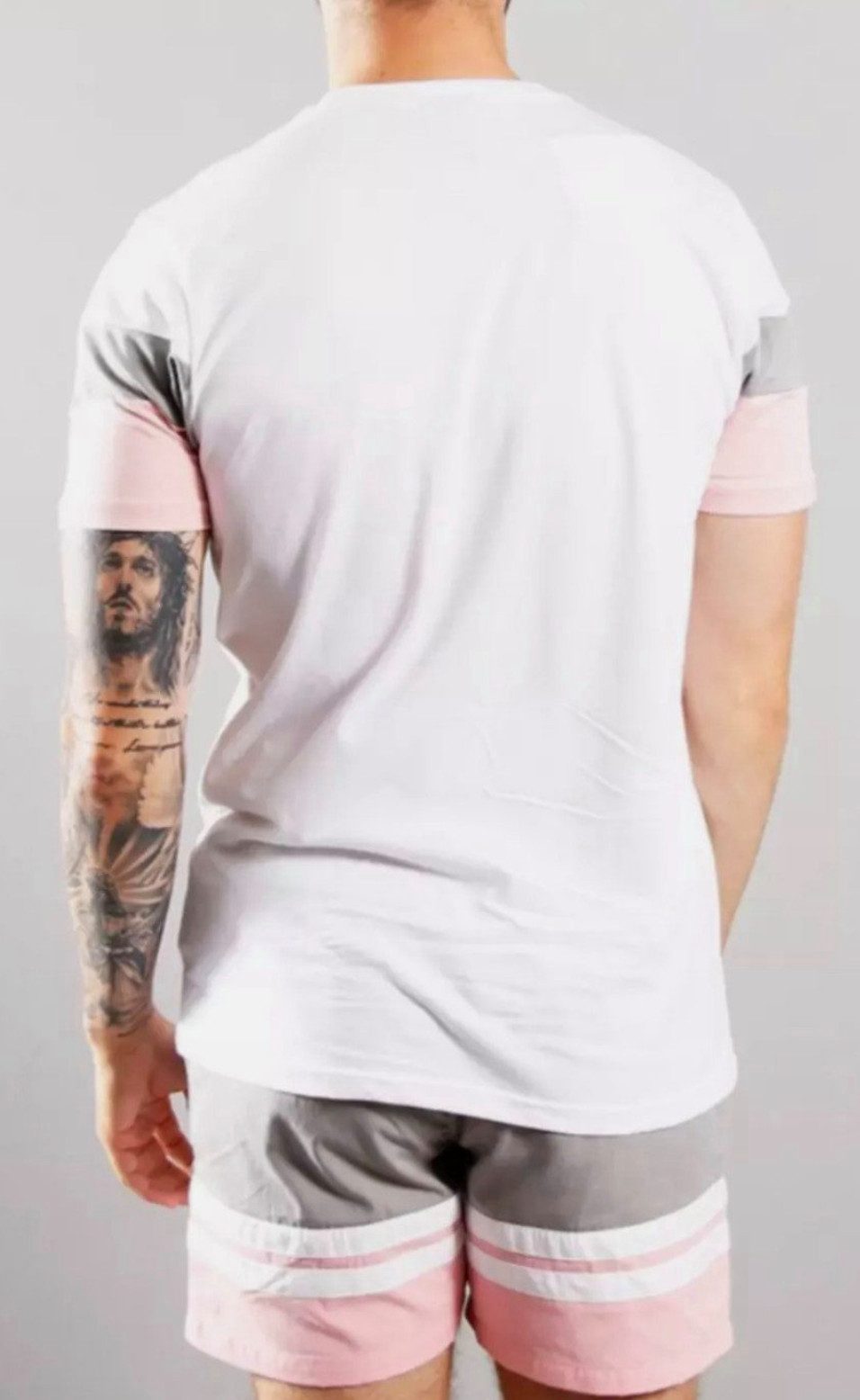 Ellesse T-Shirt Herren Extra Slim Fit Retro Sehr schmal geschnitten Dreifarbiges Design, Pure Baumwolle, gummierten Logoprint