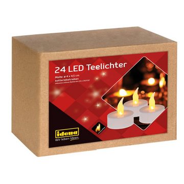 Idena LED-Kerze Idena 50023 - LED Teelichter, 24 Stück, elektrische Kerzen mit flacker