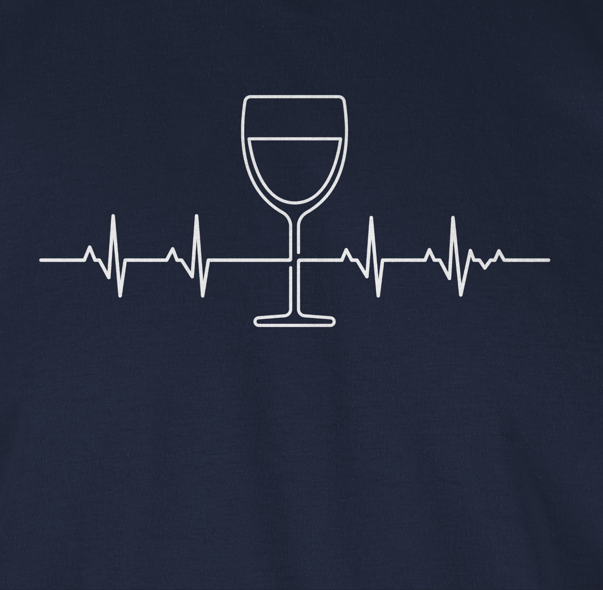 T-Shirt Wein Outfit Symbol Herzschlag 01 Zeichen und Blau Navy Weinliebhaber Shirtracer Vino