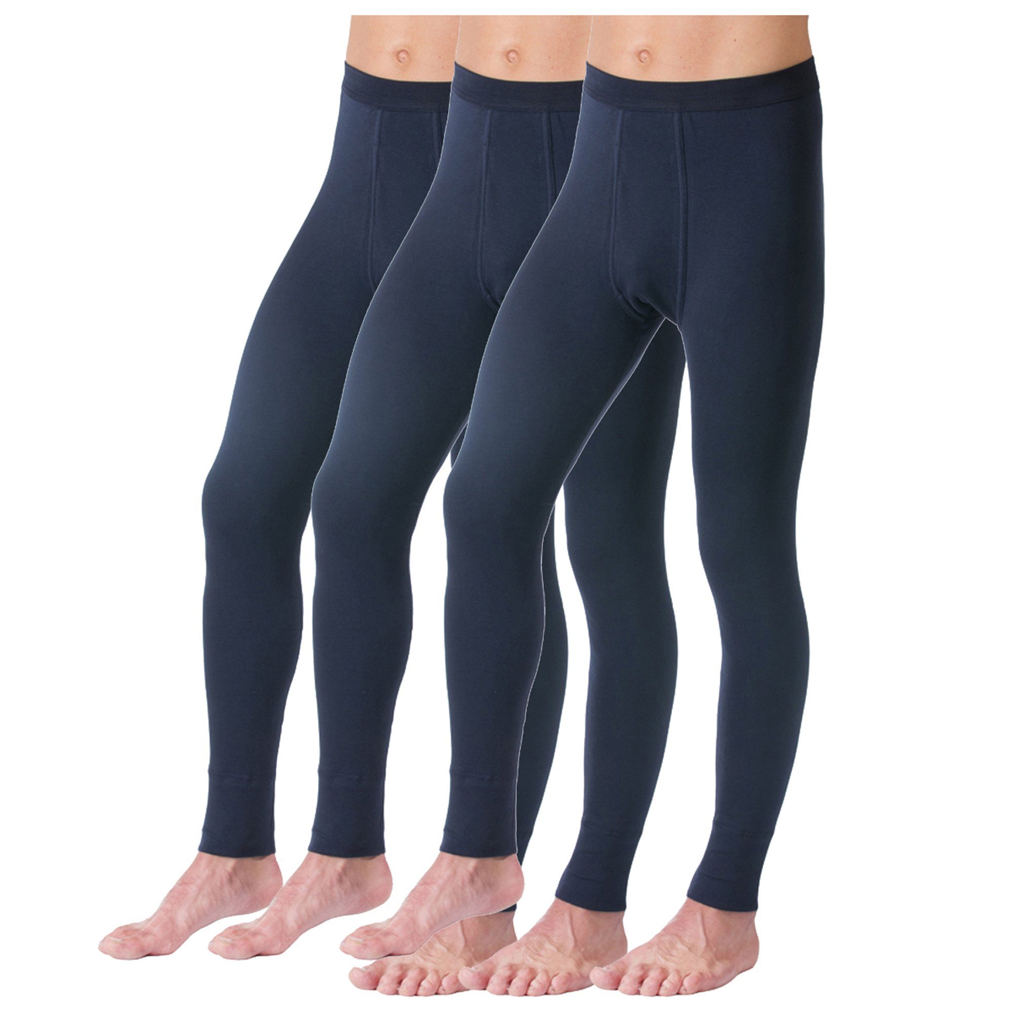 HERMKO Lange Unterhose 3540 (Pack, 3er) Bio-Baumwolle mit Eingriff Weichbund basic hergestellt in EU
