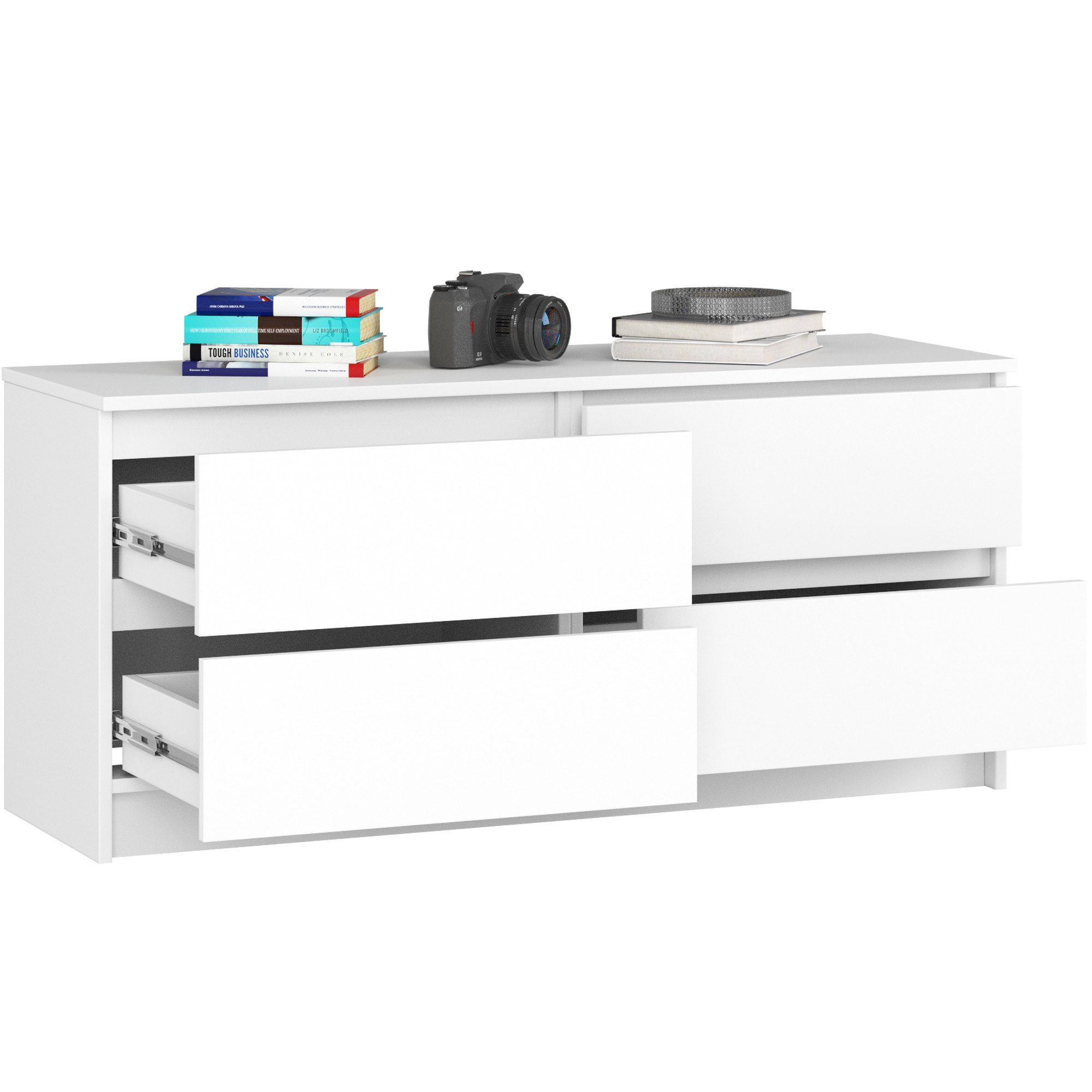 Raumhirsch Furniture Kommode mit 4 Schubladen 120 cm breit Schrank Wohnschrank Anrichte, (viele Farbvarianten - Maße: 120 x 55 x 40 cm) - Hochwertig & stabil – Bild 3 von 5