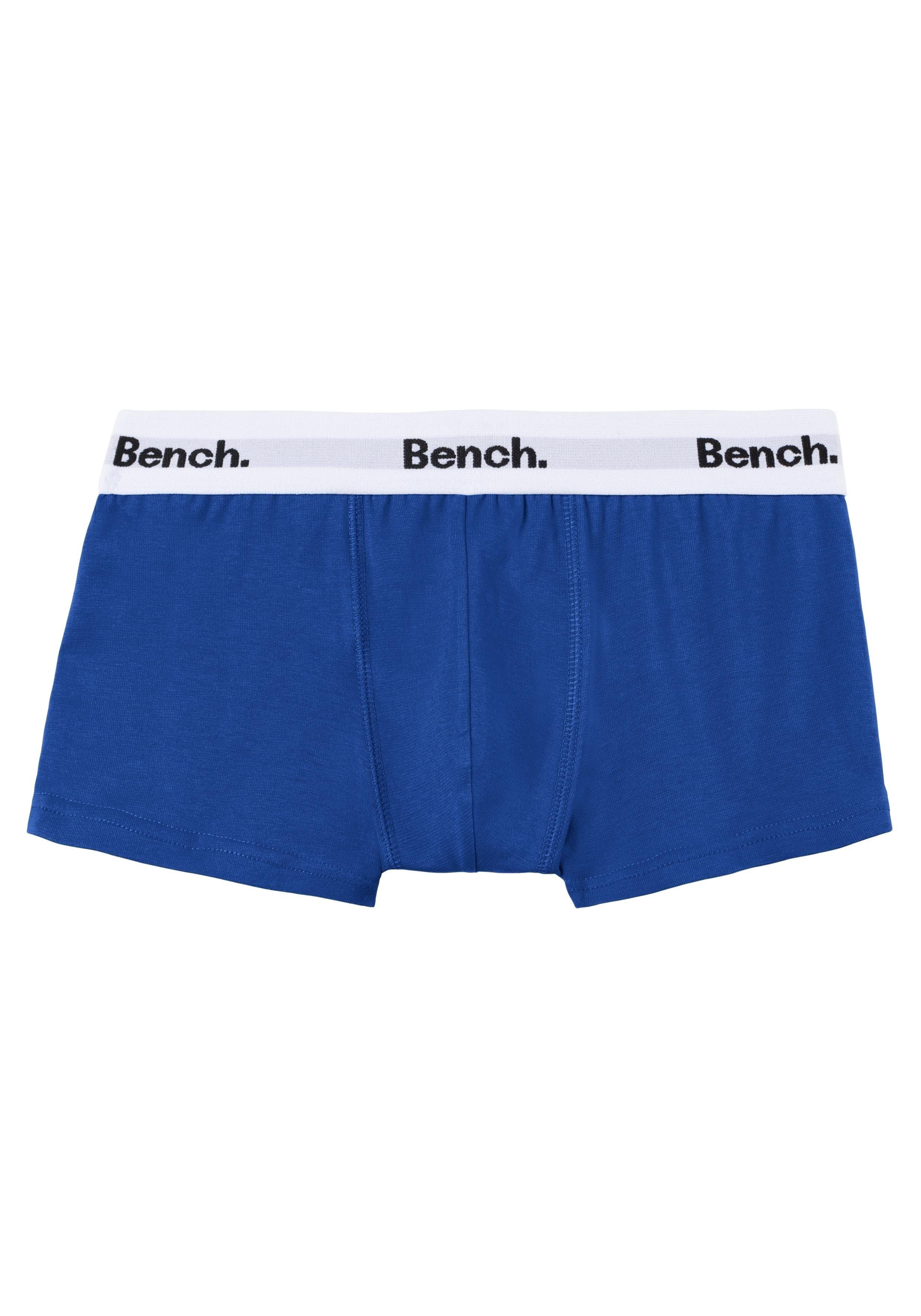 3-St) (Packung, grau-meliert Boxer Bench. blau, Bench mit Schriftzug Bund mit rot, weißem