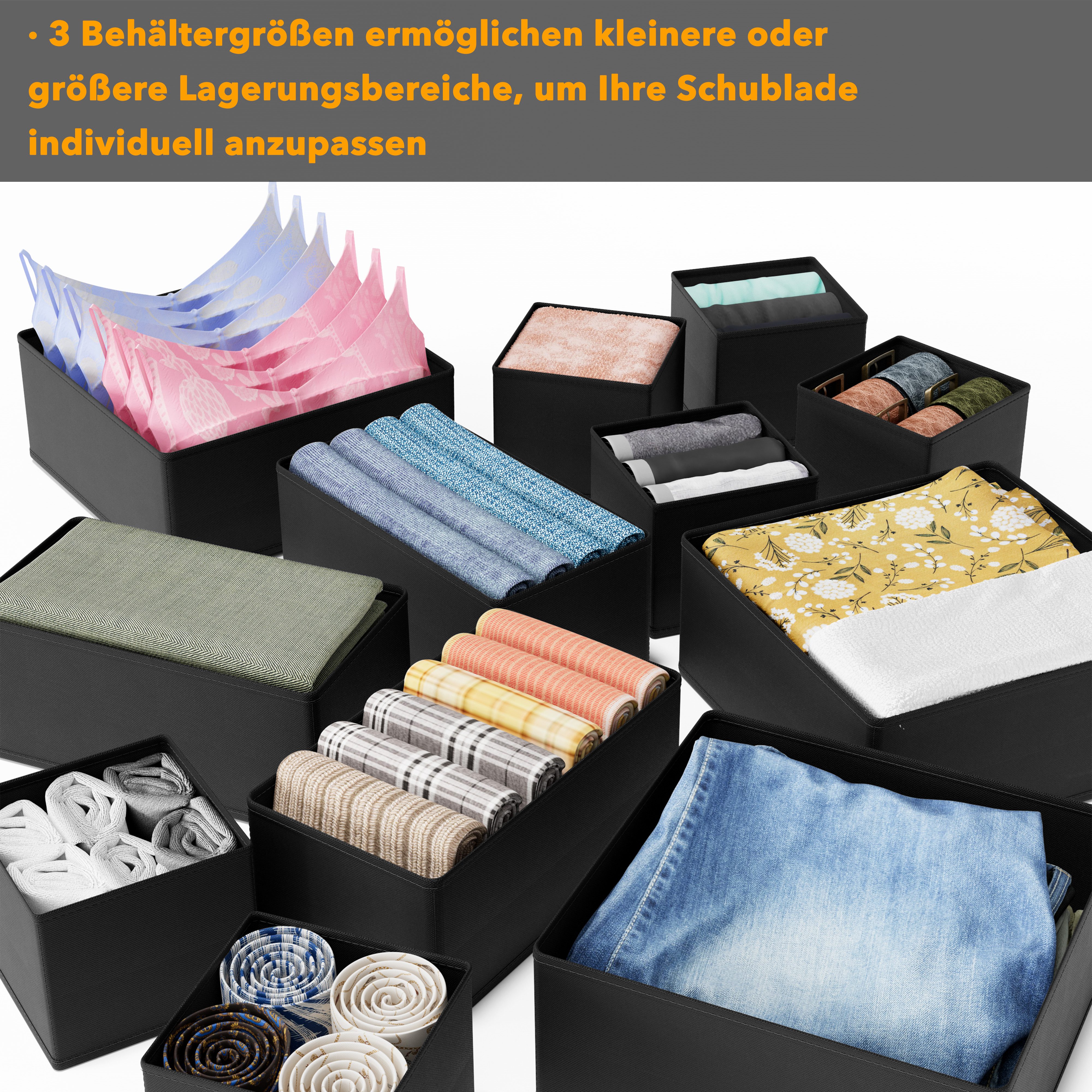 SpaceAid Auflagenbox 12 er Schubladen Organizer (Unterwäsche Organizer), Faltbare Aufbewahrungsbox Stoff – Bild 5 von 5