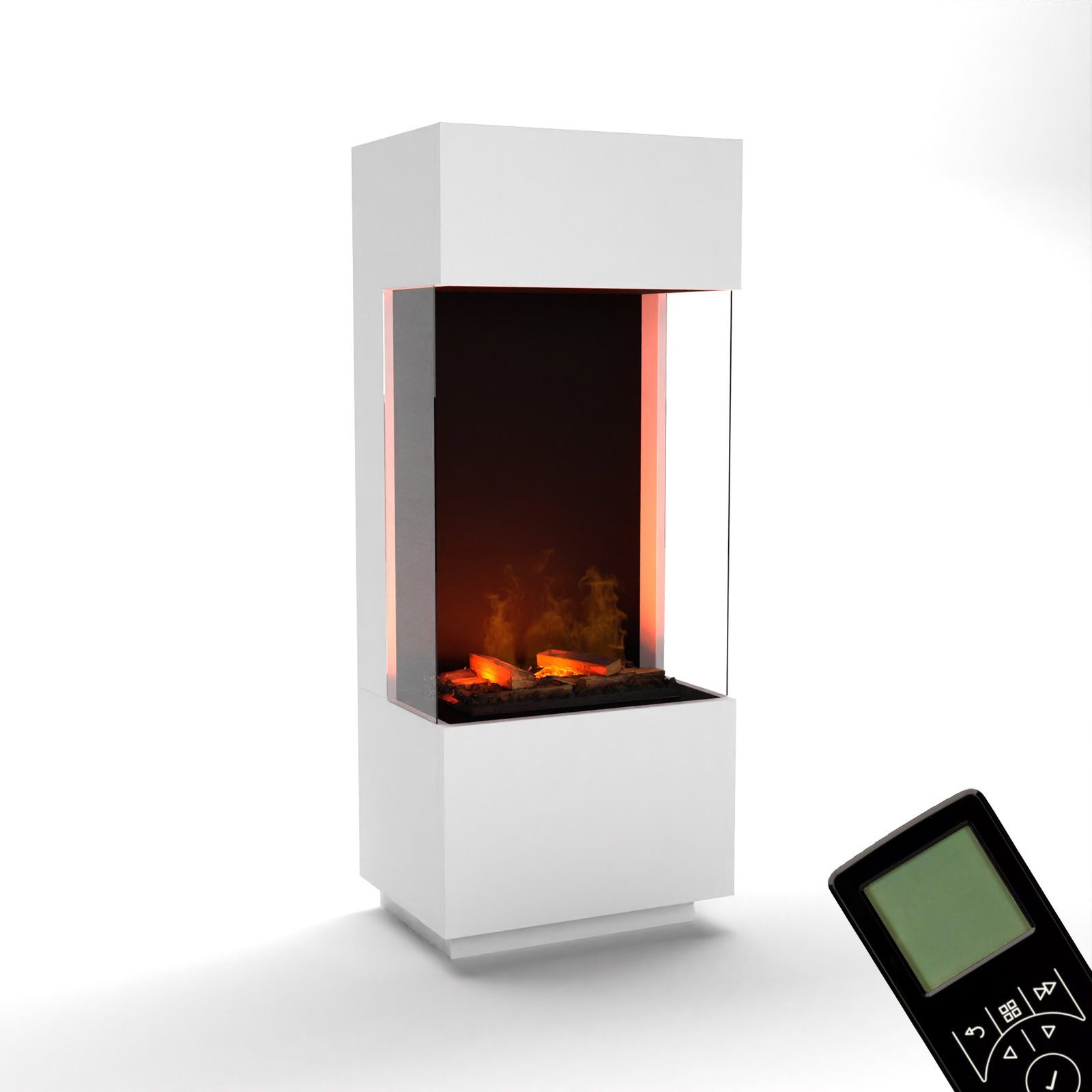 GLOW FIRE Elektrokamin OGF 1 Wasserdampf Kamin, Standkamin, Elektrischer Kamin, Wasserdampfkamin mit 3D Feuer und Knisterfunktion