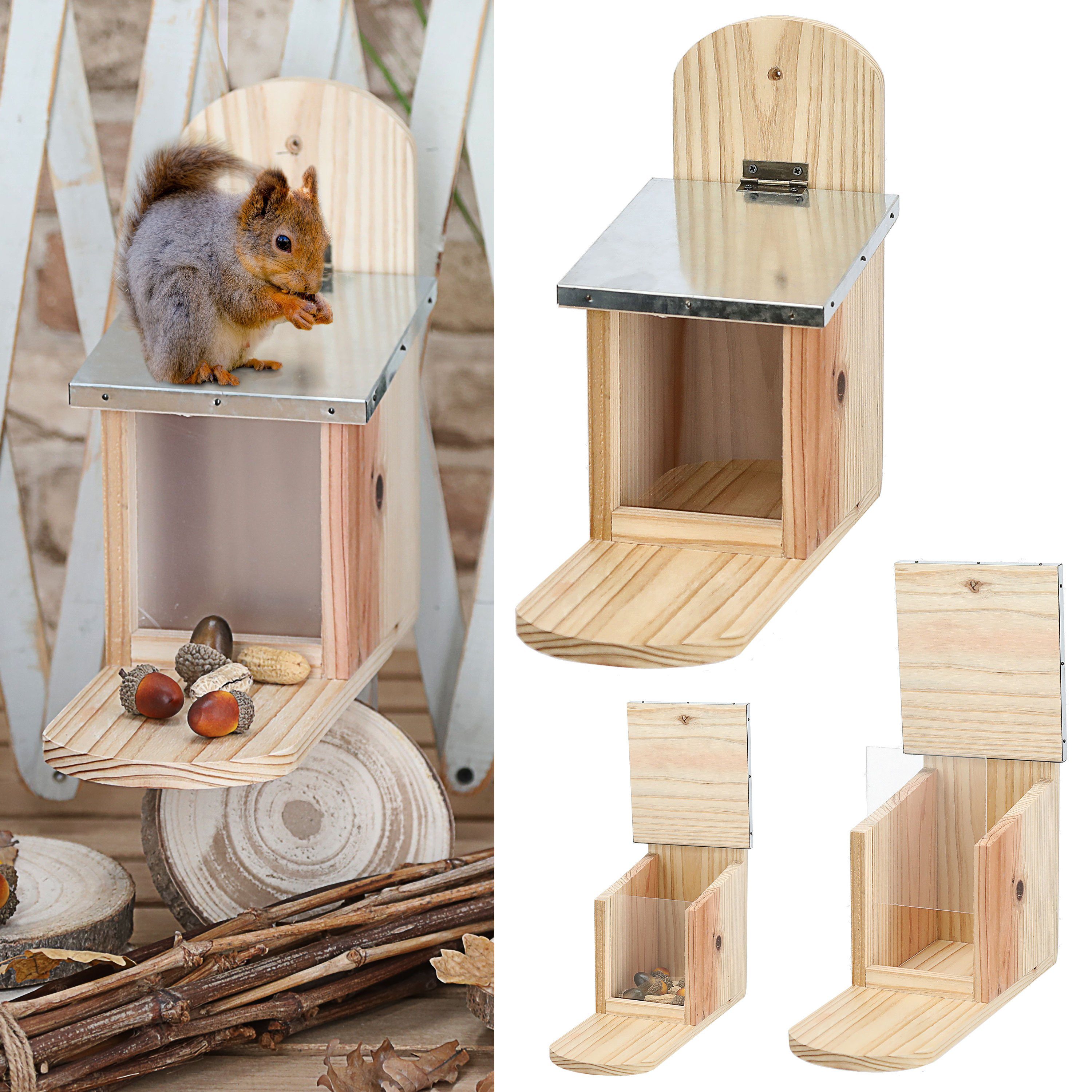 Futterstation Futterstation Eichhörnchen Tannenholz 12x25x28cm Futterspender