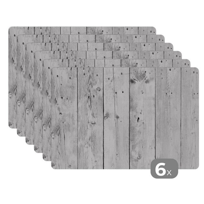 Platzset Regal - Grau - Brocante - Weiß MuchoWow (6-St) Platzset Platzdecken Platzmatte Tischmatten Schmutzabweisend