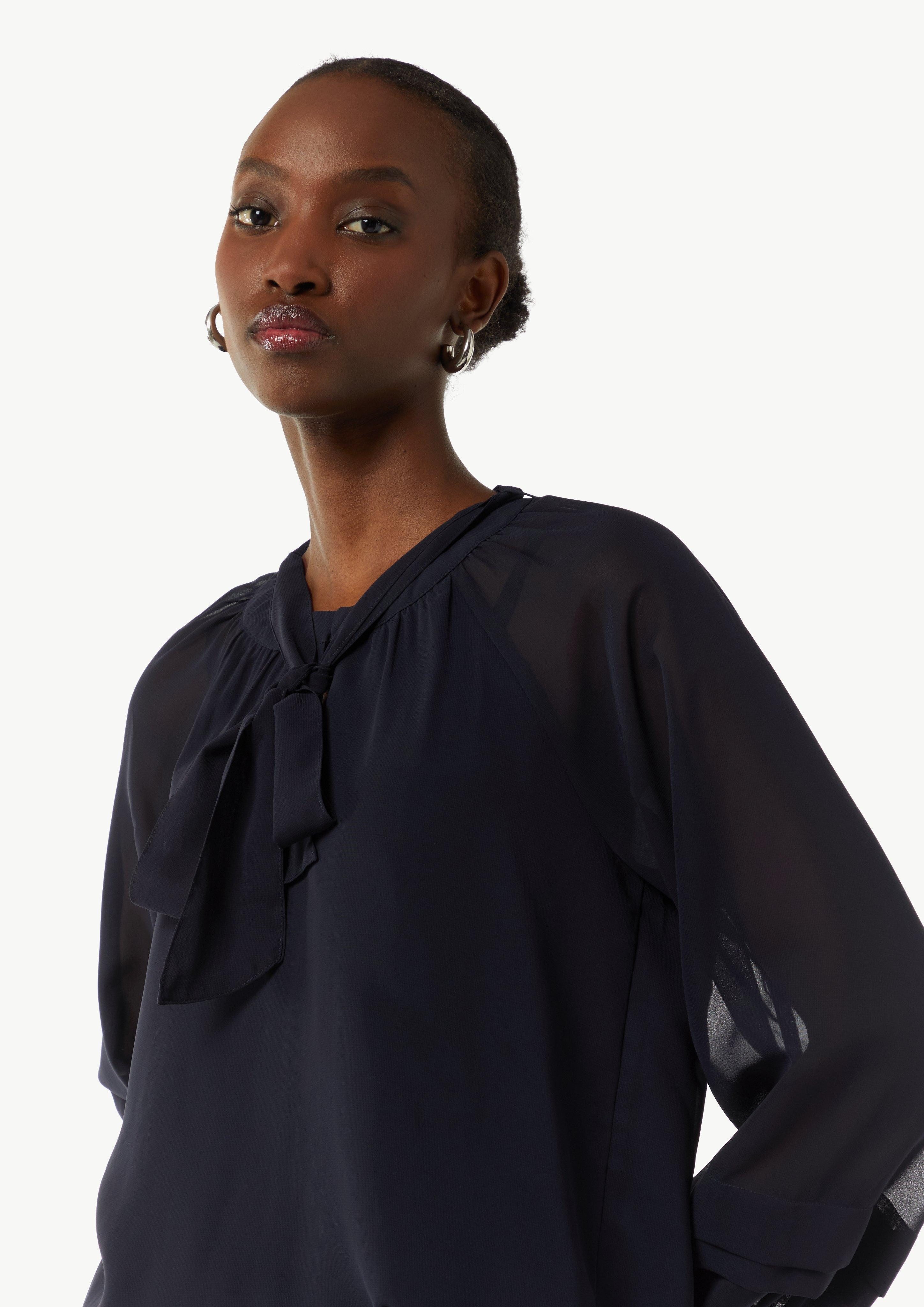 comma Langarmbluse Chiffonbluse mit abnehmbarer Schluppe günstig online kaufen