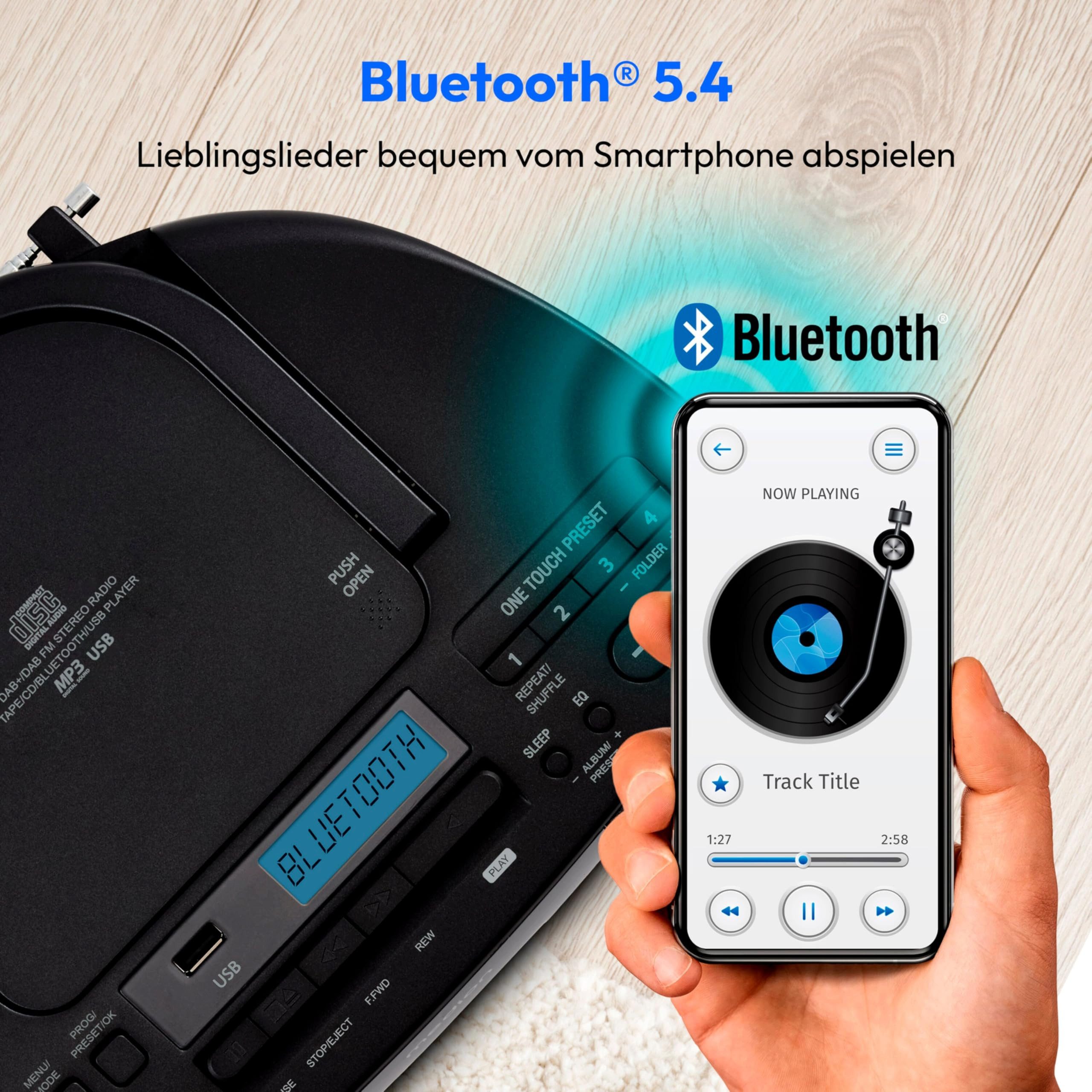 Medion® LIFE DRX-1 Plus Radio (DAB+/PLL-UKW-Radio, Bluetooth, CD-Kassettendeck, MP3)