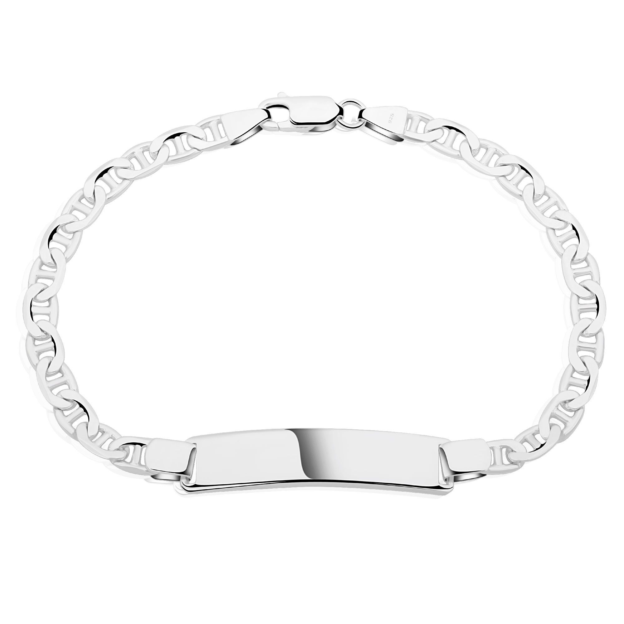 Silberkette Gravurarmband 8 mm 925er Silber Massiv Diamantiert