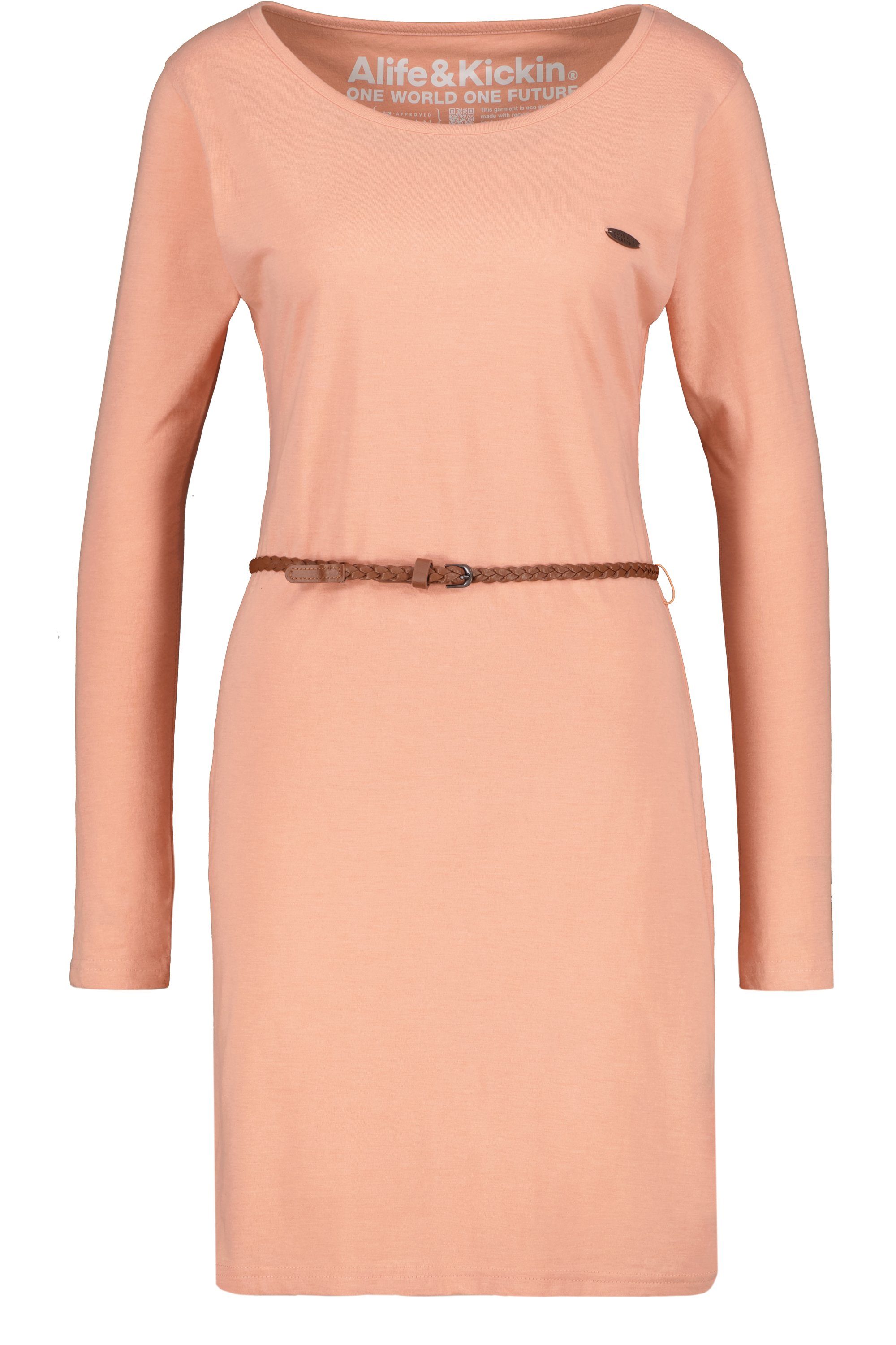 Longsleeve & melange A Dress Blusenkleid Kickin Damen EllinAK Kleid mahagonium Sommerkleid, Alife