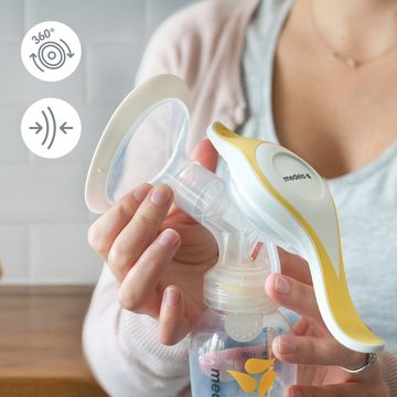 MEDELA Handmilchpumpe Handmilchpumpe Harmony Essentials Pack Set PersonalFit Flex Brusthaube, für zuhause und unterwegs