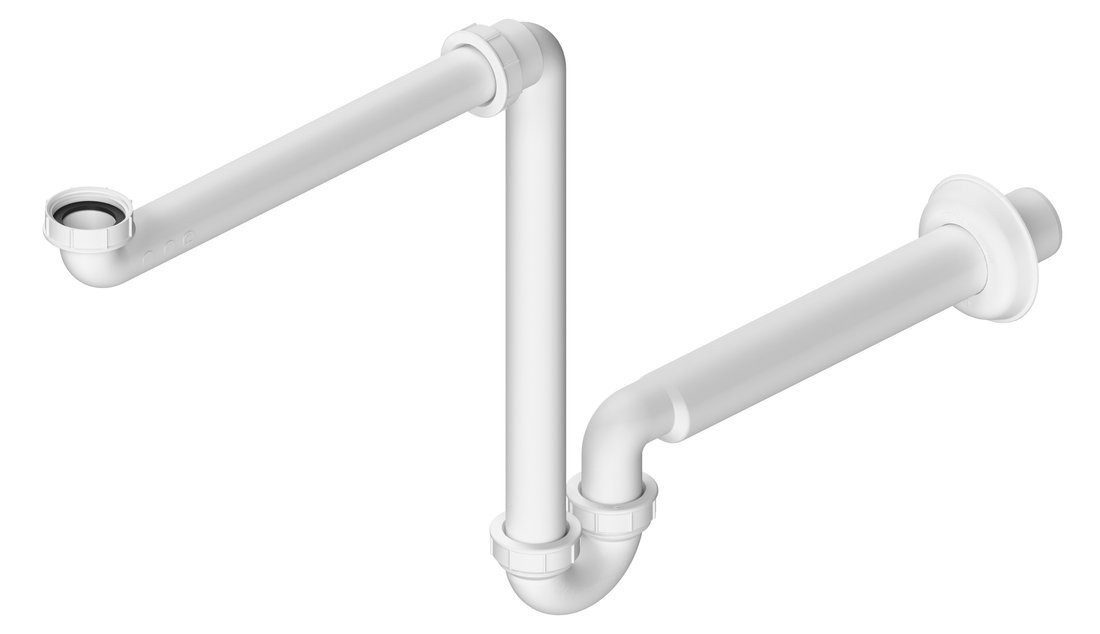 Bruckner Siphon Waschtisch-Siphon, Platzsparend, 5/4", DN32, Weiß, Bruckner-151-127-0