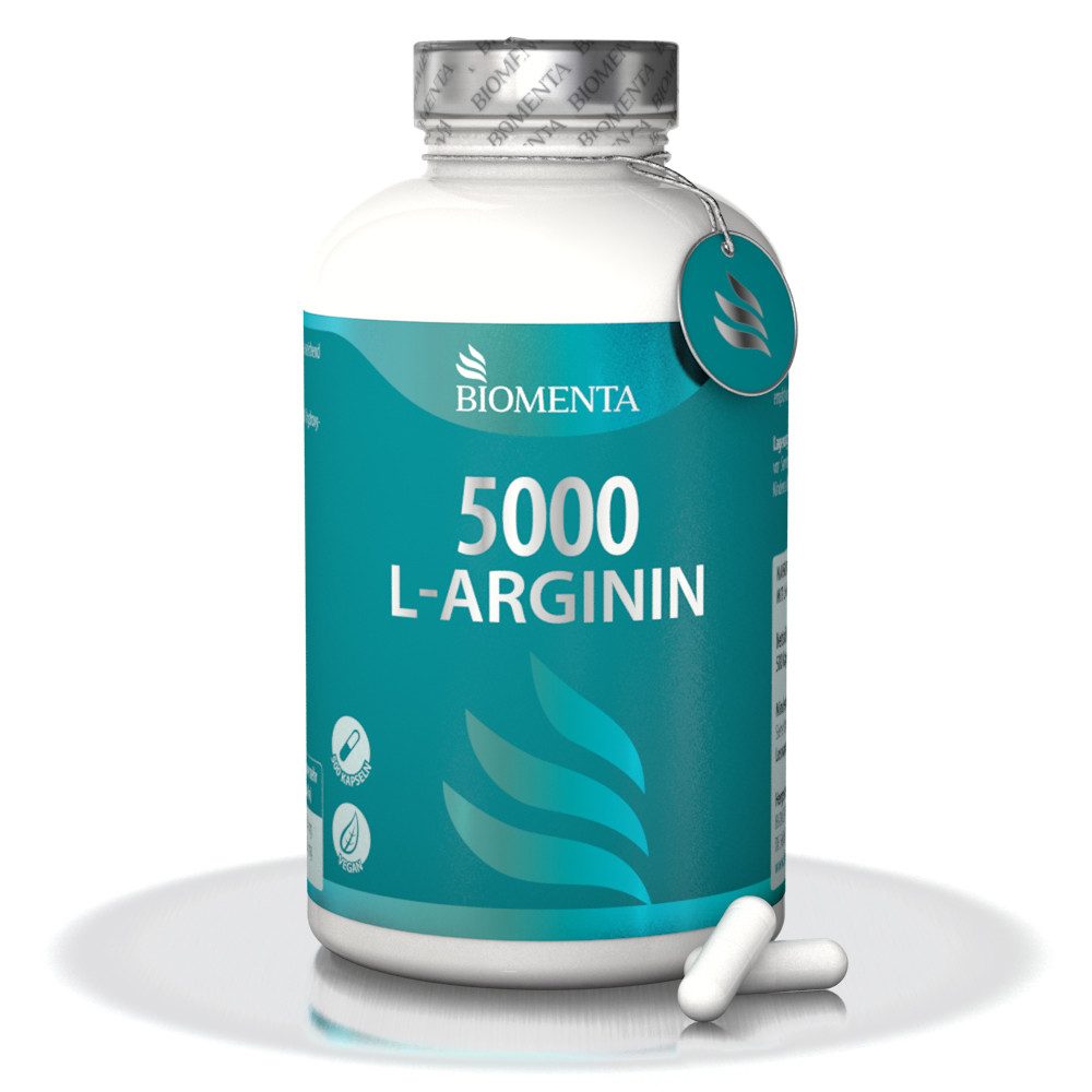 BIOMENTA L-Arginin 5000 - 500 Arginin Kapseln in Normalgröße - Premiumqualität Kapseln, 500 St., 434 g