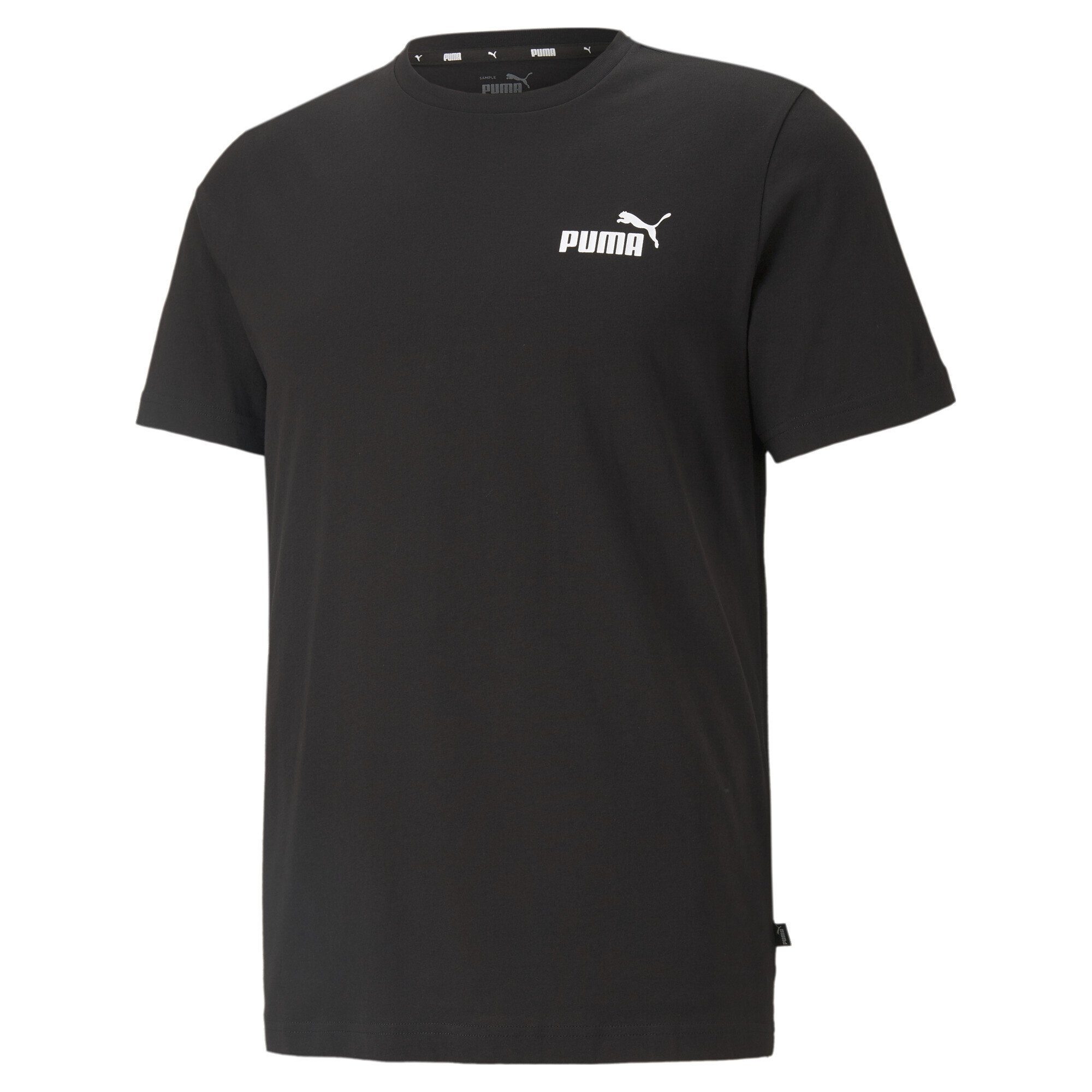 PUMA Herren Black T-Shirt Logoprint T-Shirt Essentials mit dezentem