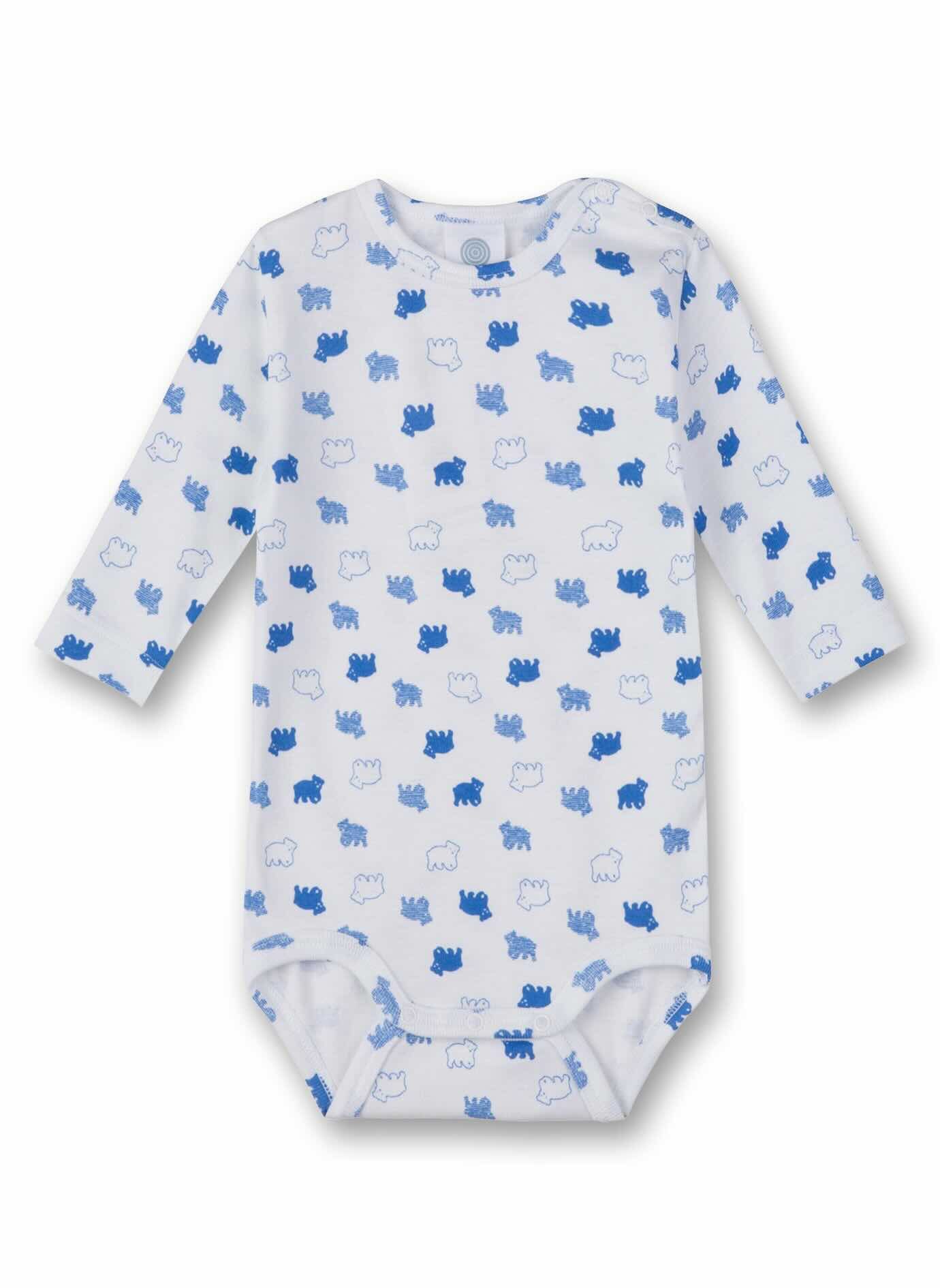 Sanetta Langarmbody Baby Body langarm mit Bärenprint aus Baumwolle, Jungen Body