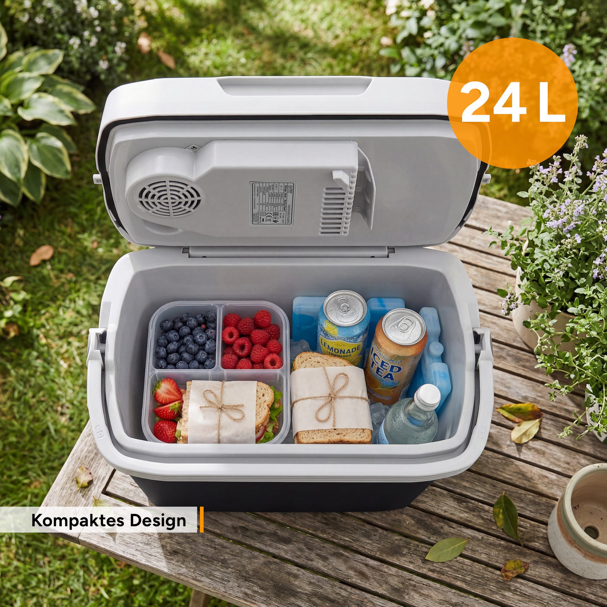 TZS FIRST AUSTRIA Elektrische Kühlbox 19L, Kühlbox, 12V /230V Anschluss, 12-V-Stecker fürs Auto, für Camping, Festivals, Reisen, mit Kühl- und Warmhaltefunktion – Bild 5 von 5