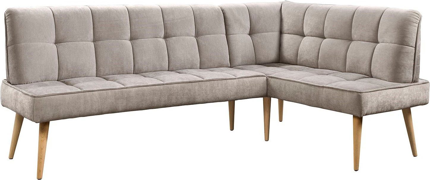 exxpo - sofa fashion Eckbank Latte, moderne Sitz- und Rückensteppung, bequem und elegant, hoher Holzfuß