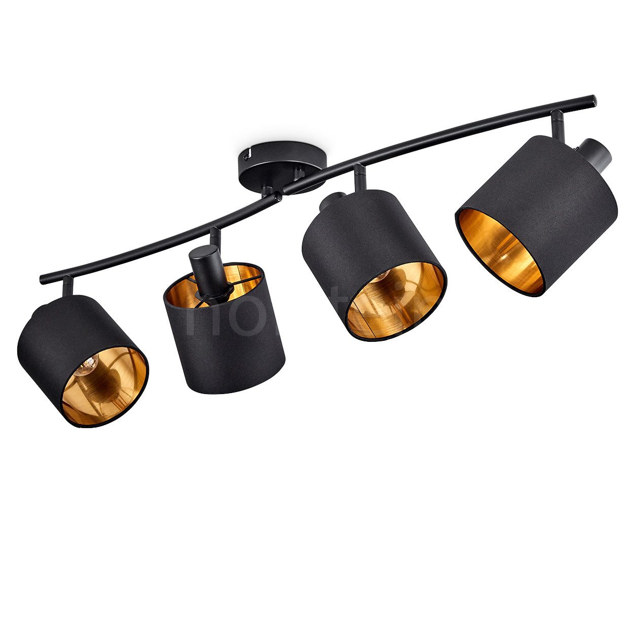 hofstein Deckenleuchte moderne Deckenlampe aus Metall/Stoff in Schwarz/Gold günstig online kaufen