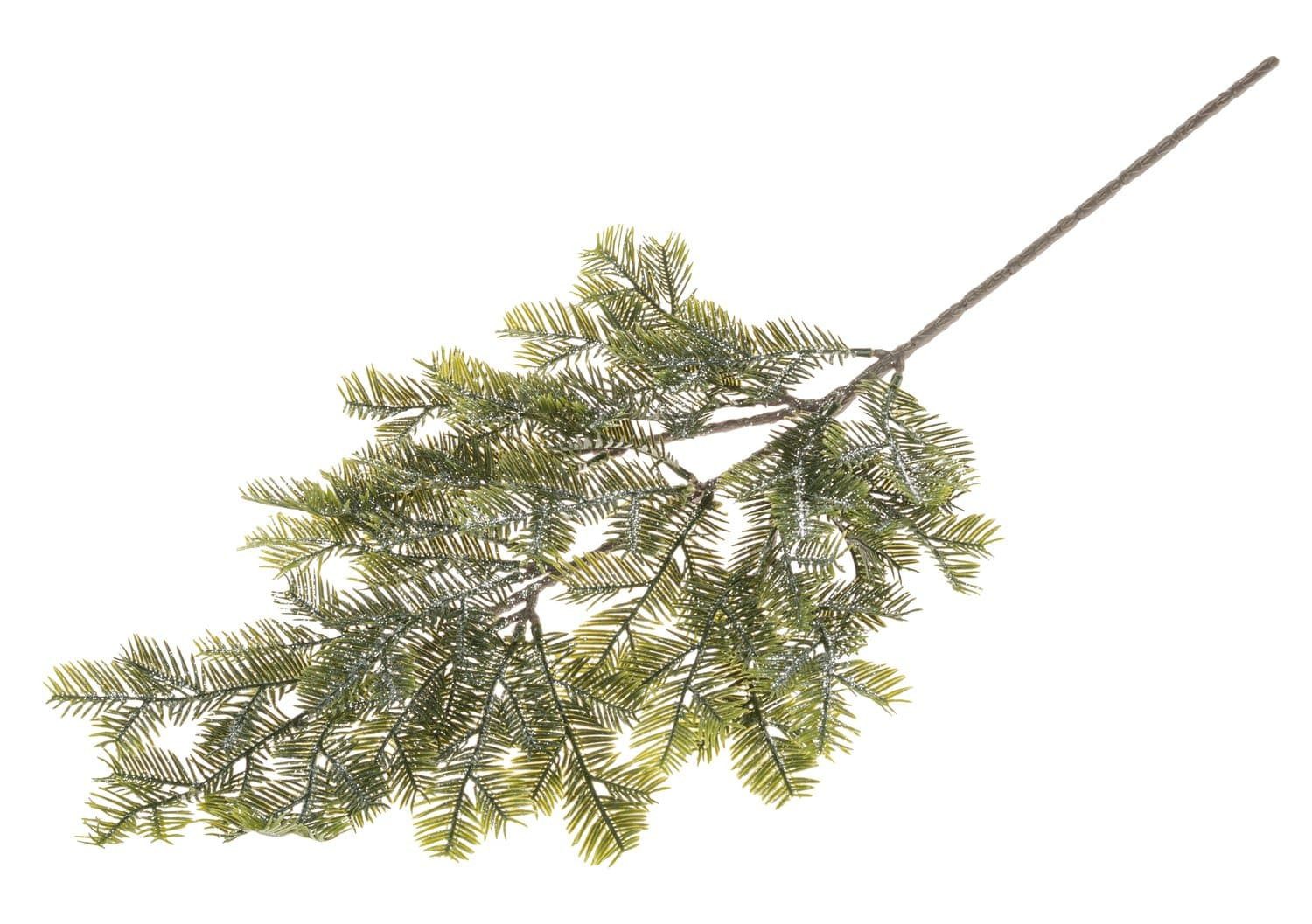 Kunstzweig Künstlicher Eibenzweig ARUWIMI mit Glitzer, grün, 65cm Eibe, artplants, Höhe 65.0 cm